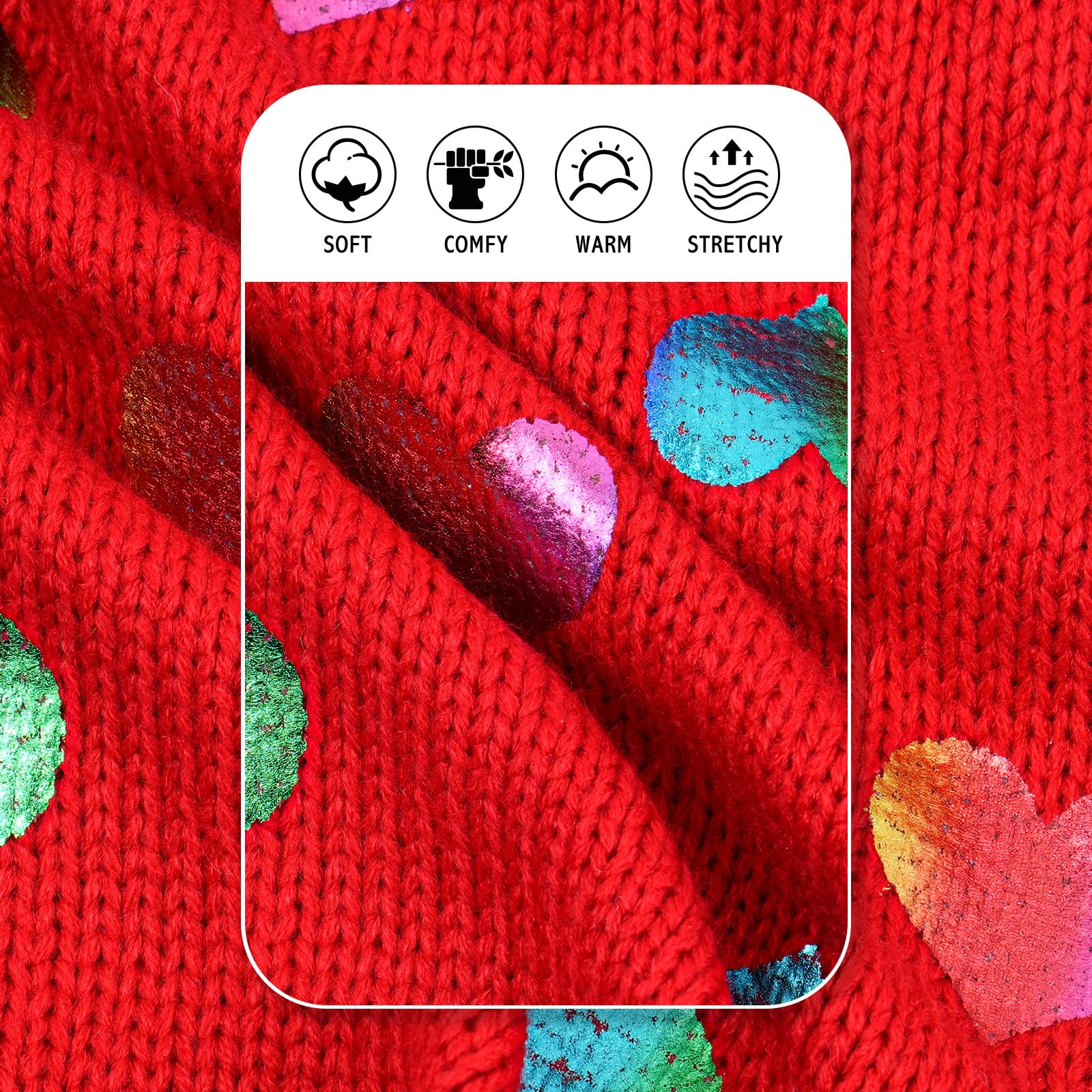 Kyeese Dog Sweaters Colorful Radiant Printing Love Design With Leash Hole Pet Sweater Pet Clothes,L