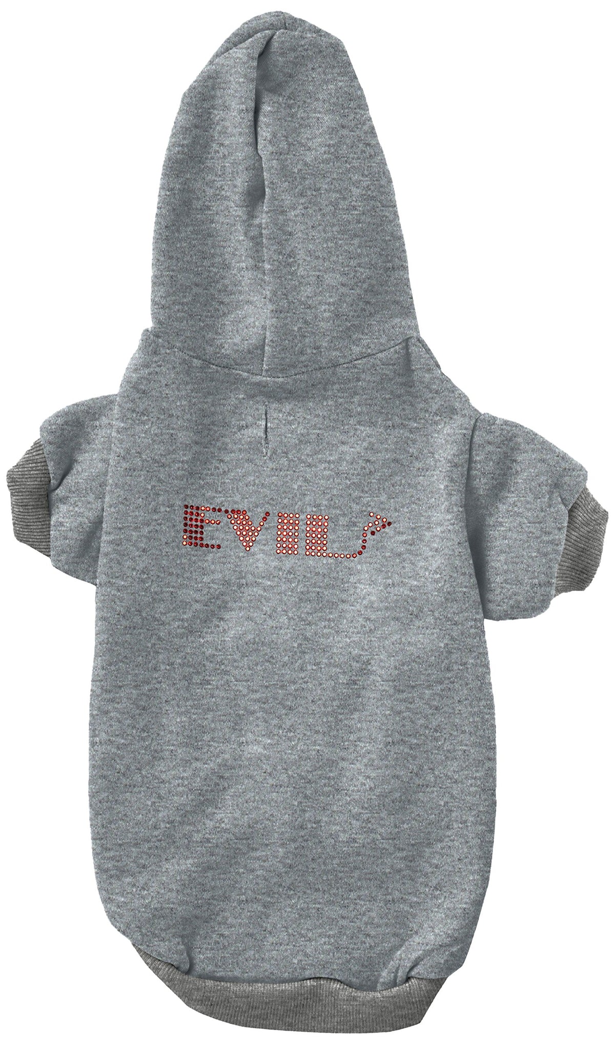 Pet, Dog & Cat Hoodie Rhinestone, &quot;Evil&quot; Gray XL (14-20 lbs.)