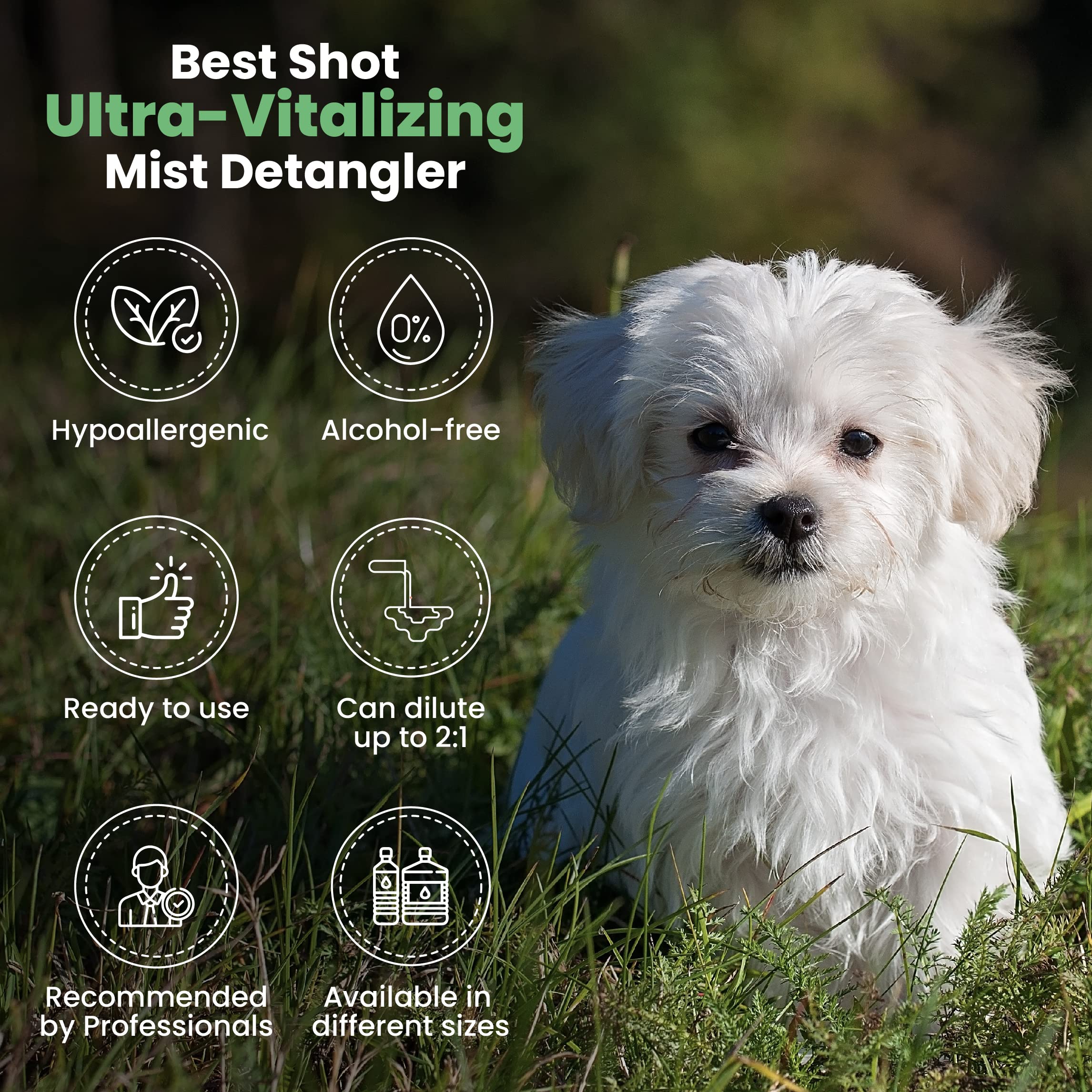 Best Shot Ultra-Vitalizing Mist Detangler and Conditioner with Pet Coat Release Technology, Moisturizing Conditioner for Dogs, C