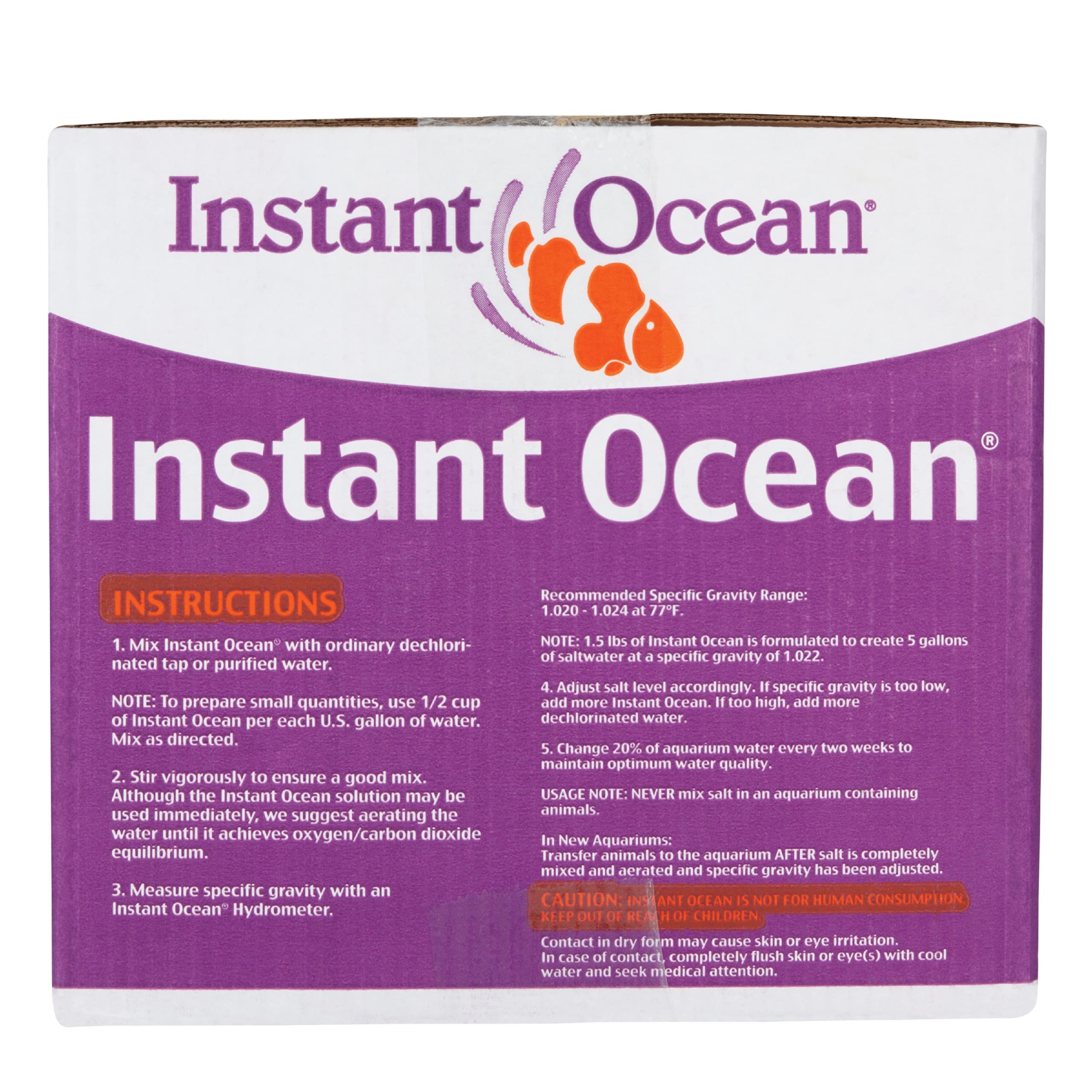 Instant Ocean Sea Salt for Marine Fish Tank Aquariums, Nitrate & Phosphate-Free
