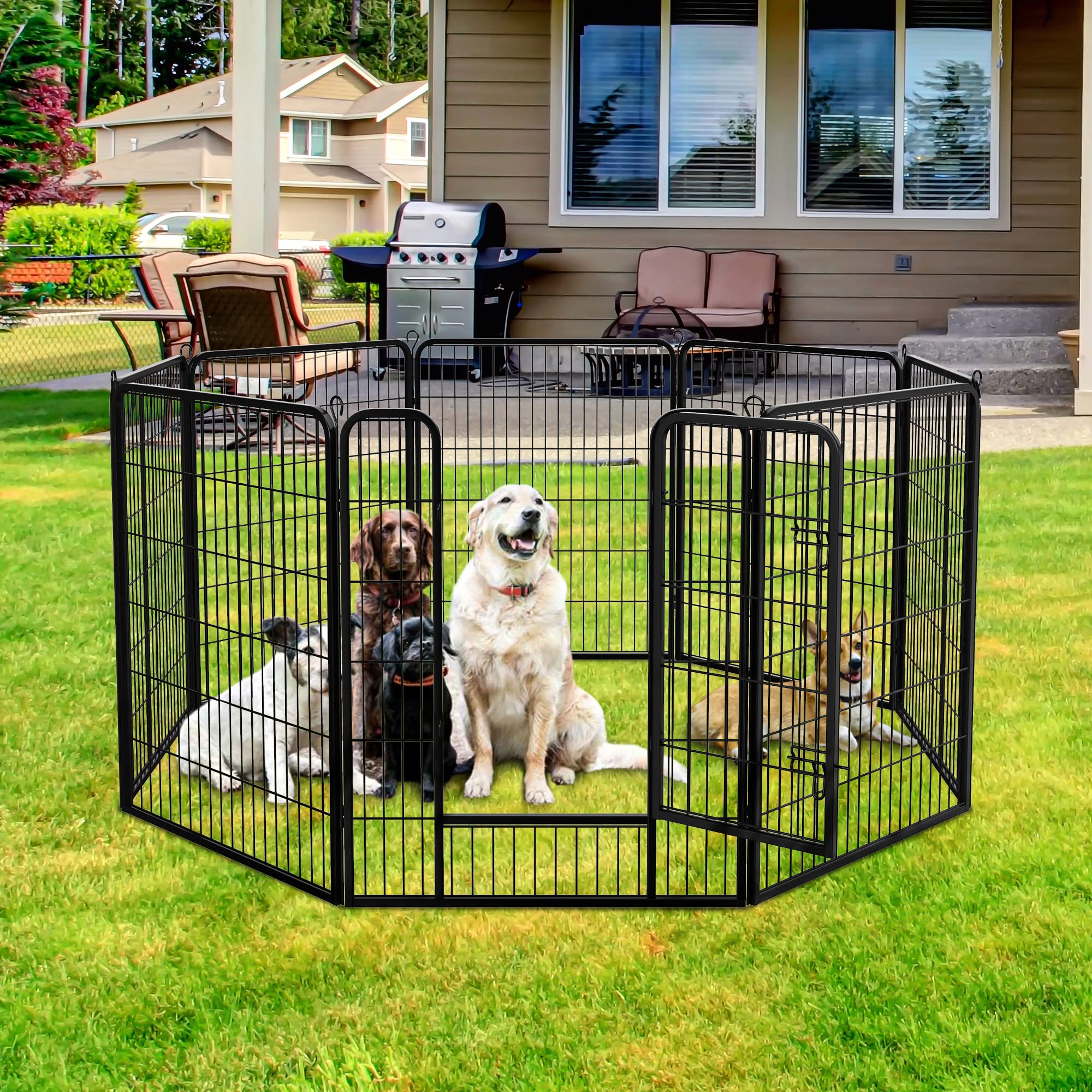 Nova Microdermabrasion 8-Panel Dog Playpen - 40 Height, Indoor/Outdoor, Small to Large Dogs, Puppy Kennel