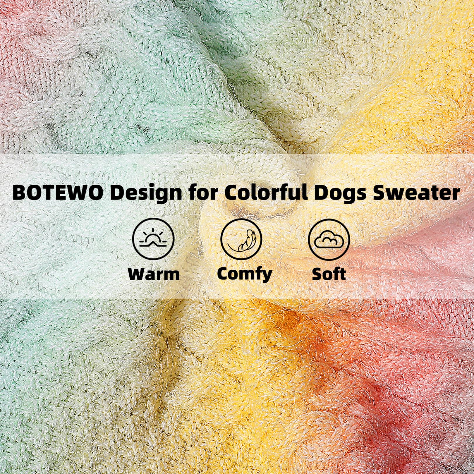 Botewo Dog Sweater Knitted Dog Clothes: Colorful Puppy Sweater Winter Warm Dog Costume, Turtleneck Sweater Pullover For Pet Cat