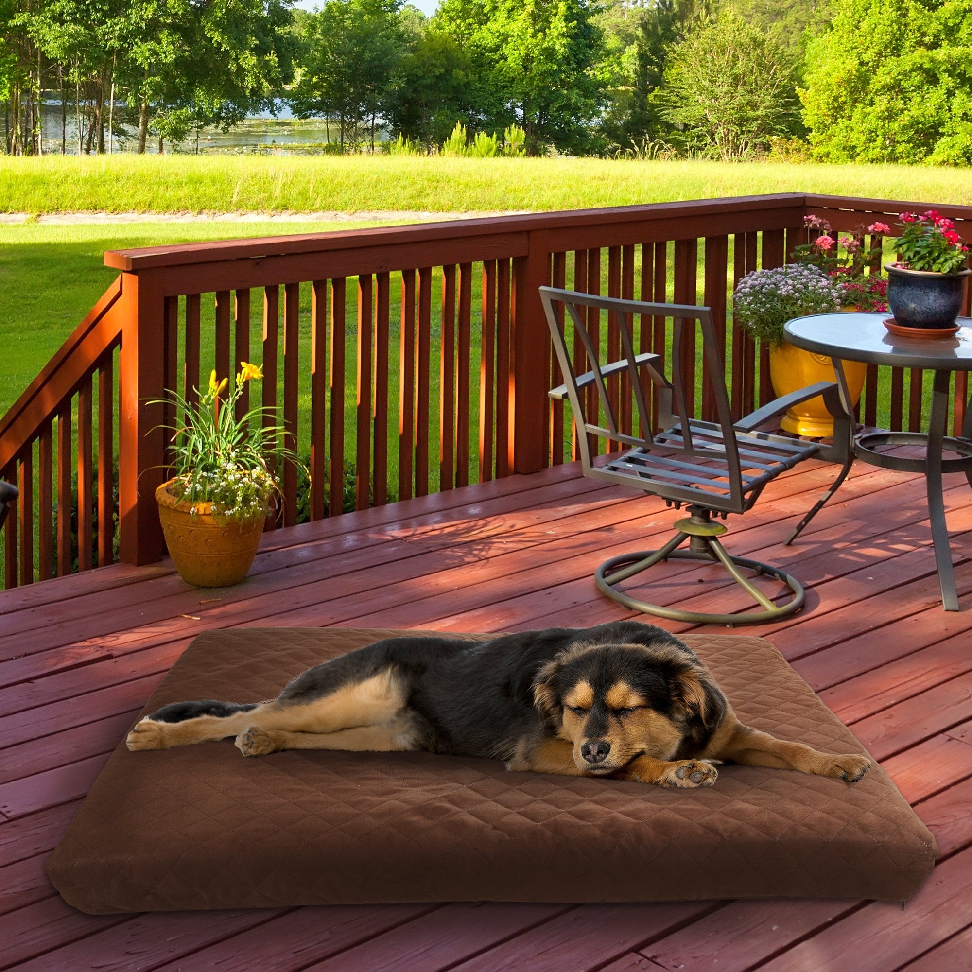 Waterproof Dog Bed - 2-Layer Memory Foam Pet Pad With Removable Machine Wash Cover - 44X35 Crate Mat For Dogs And Puppies By Petmaker (Brown)