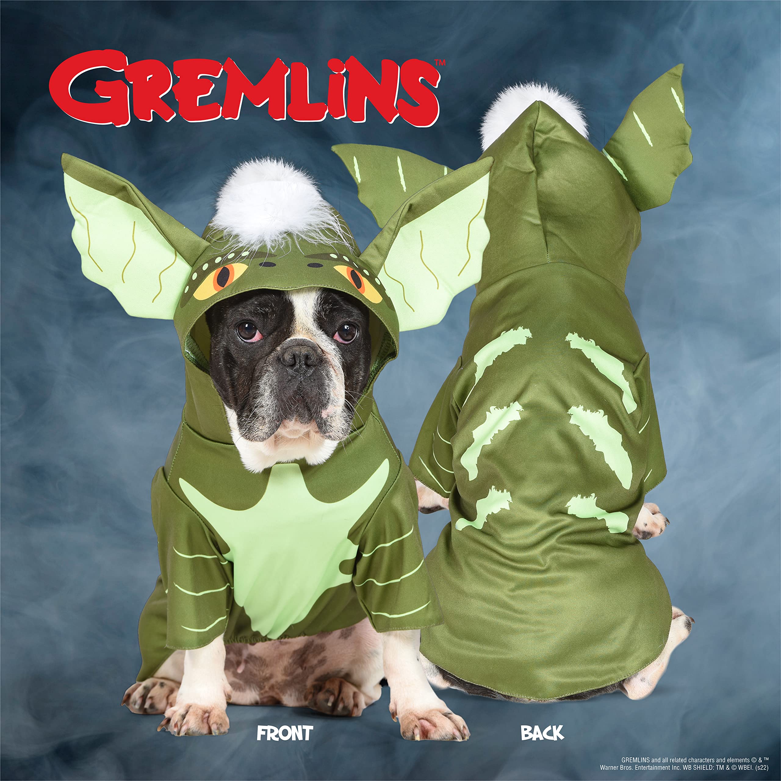Warner Bros Horror Wb: Gremlins Halloween Costume For Dogs With Hood – Size Large | Cute Pet Costumes, Scary Costumes For Dogs| Officially Licensed Gremlins Pet Products, Green (Ff23213)