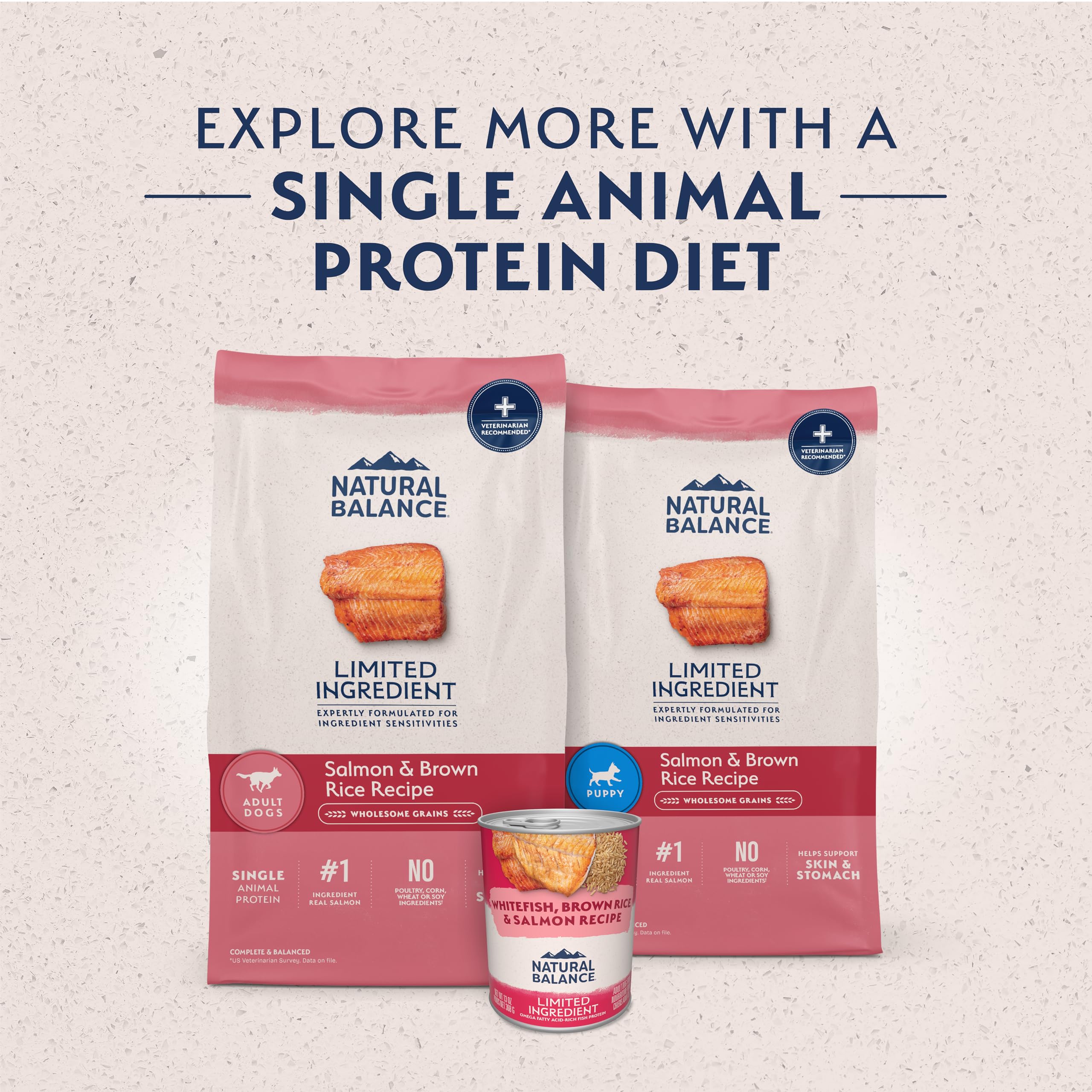 Natural Balance Limited Ingredient Puppy Dry Dog Food with Healthy Grains, Salmon & Brown Rice Recipe, 24 Pound (Pack of 1)