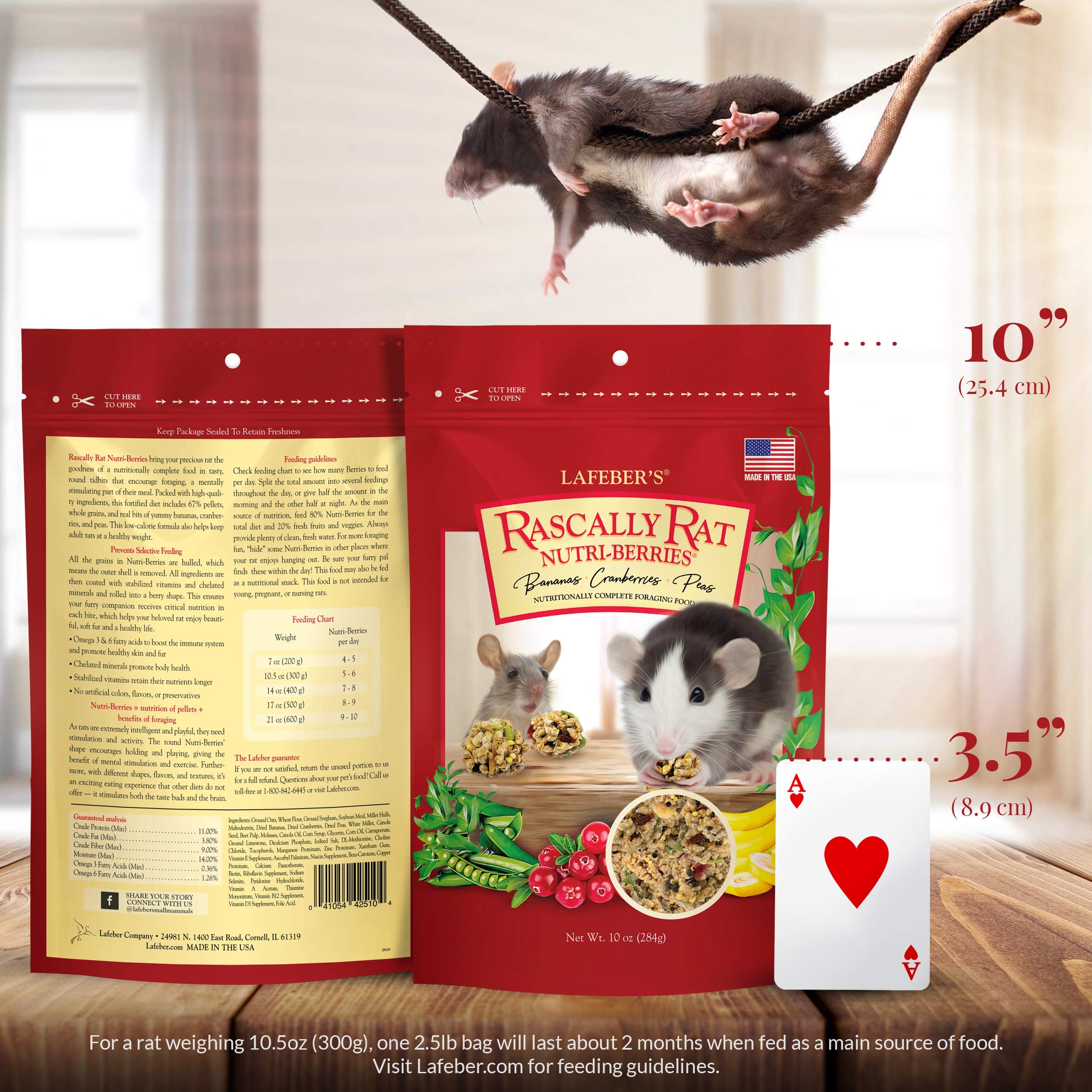 LAFEBERS Rascally Rat Nutri-Berries, Made with Non-GMO and Human-Grade Ingredients, for Rats, 10 oz