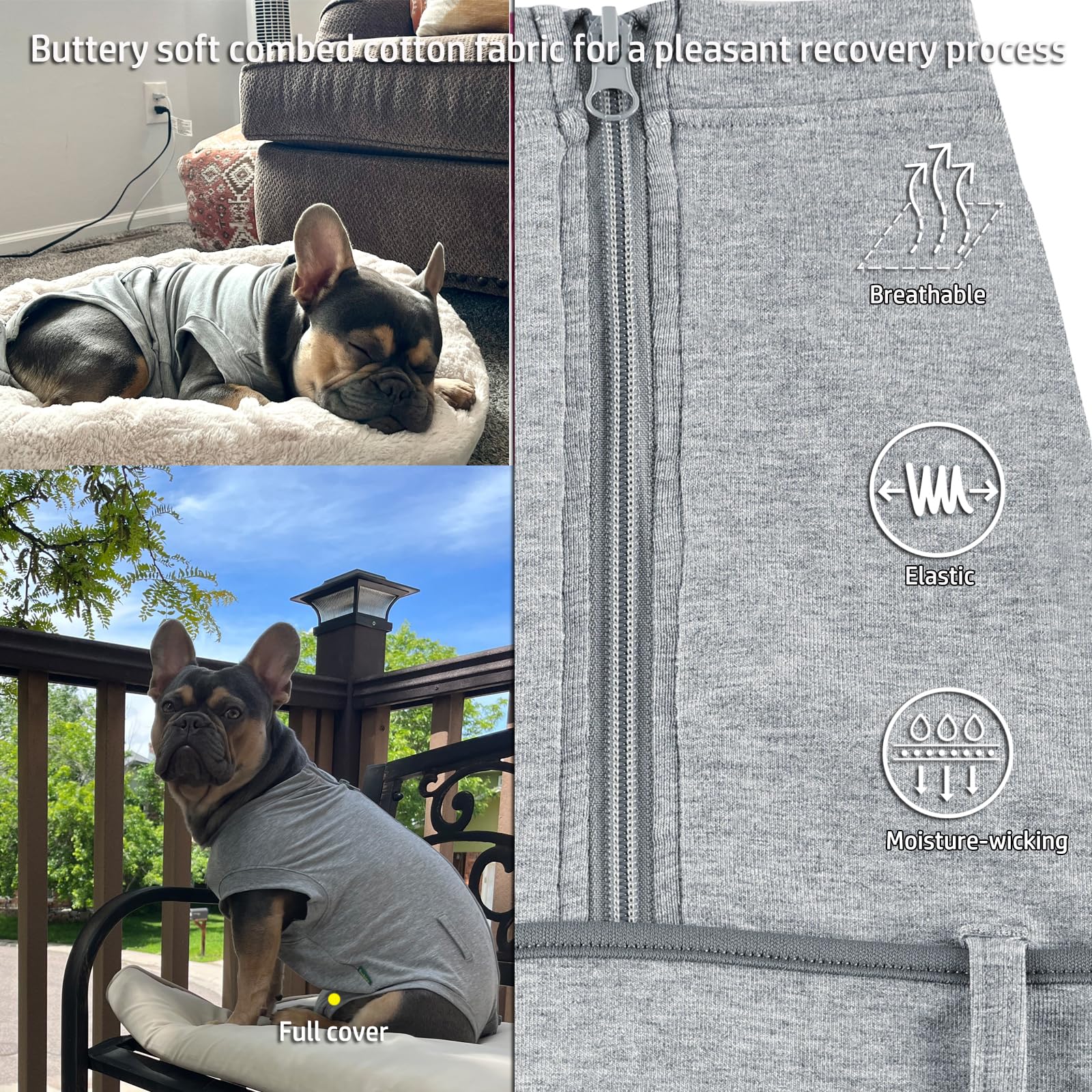 Sychien Dog Recovery Suit,Combed Cotton Male Neuter Female Spay Surgery Recovery Large Suit,Full-Body Protection Surgical Shirt,