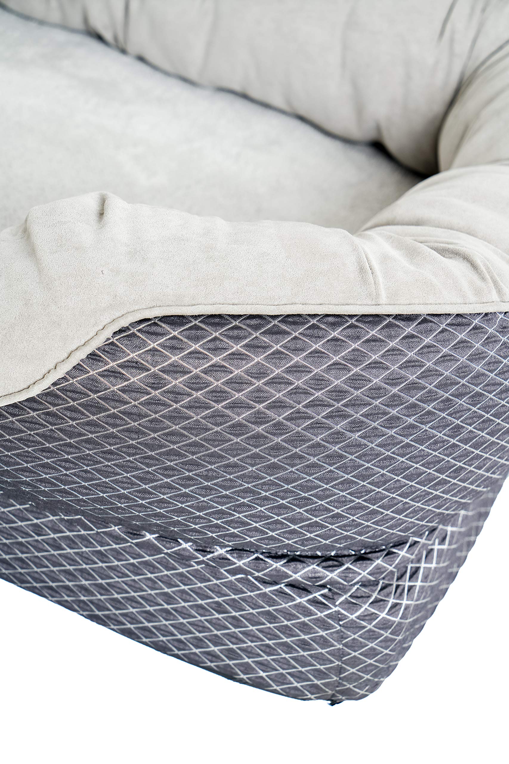 Barksbar Snuggly Sleeper Large Gray Diamond Orthopedic Dog Bed With Solid Orthopedic Foam, Soft Cotton Bolster, And Ultra Soft Plush Sleeping Space - 40 X 30 Inches