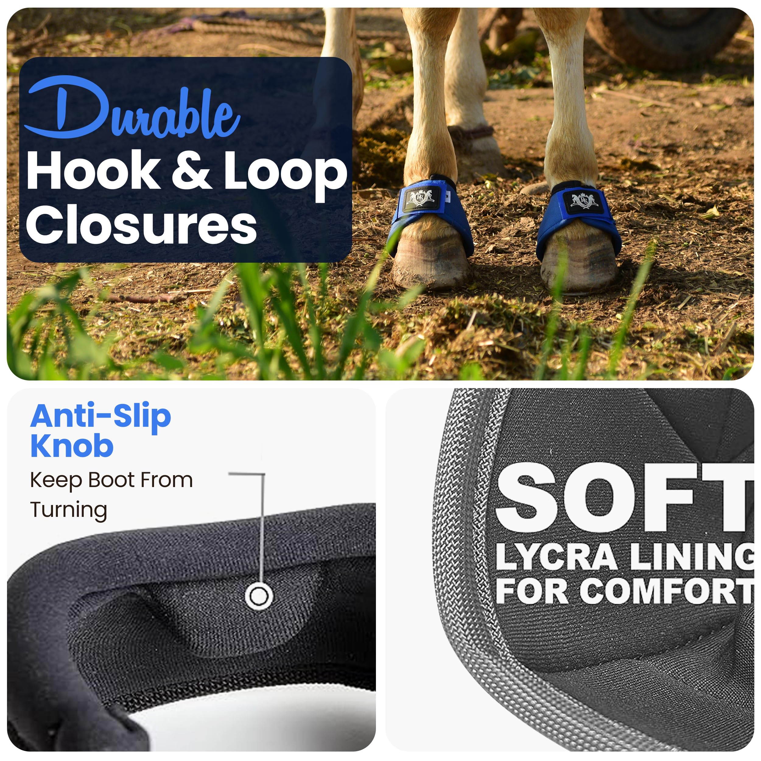 Rs Premium Horses Horse Bell Boots (Blue, Medium)