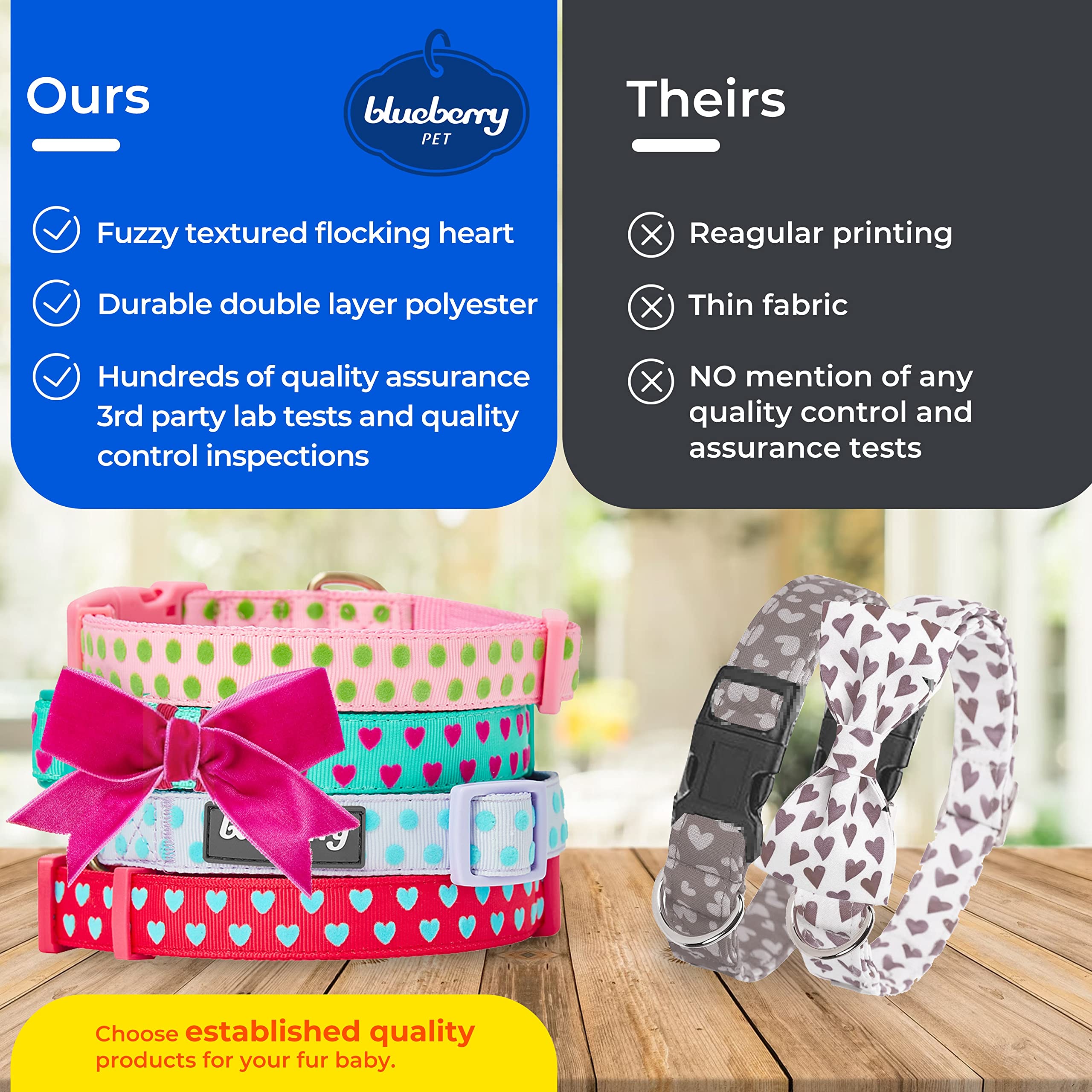 Blueberry Pet 4 Patterns Flocking Dog Collar, Small Girl Dog Collar with Silk Flower, Polka Dot Pastel Purple, Adjustable Dog Co