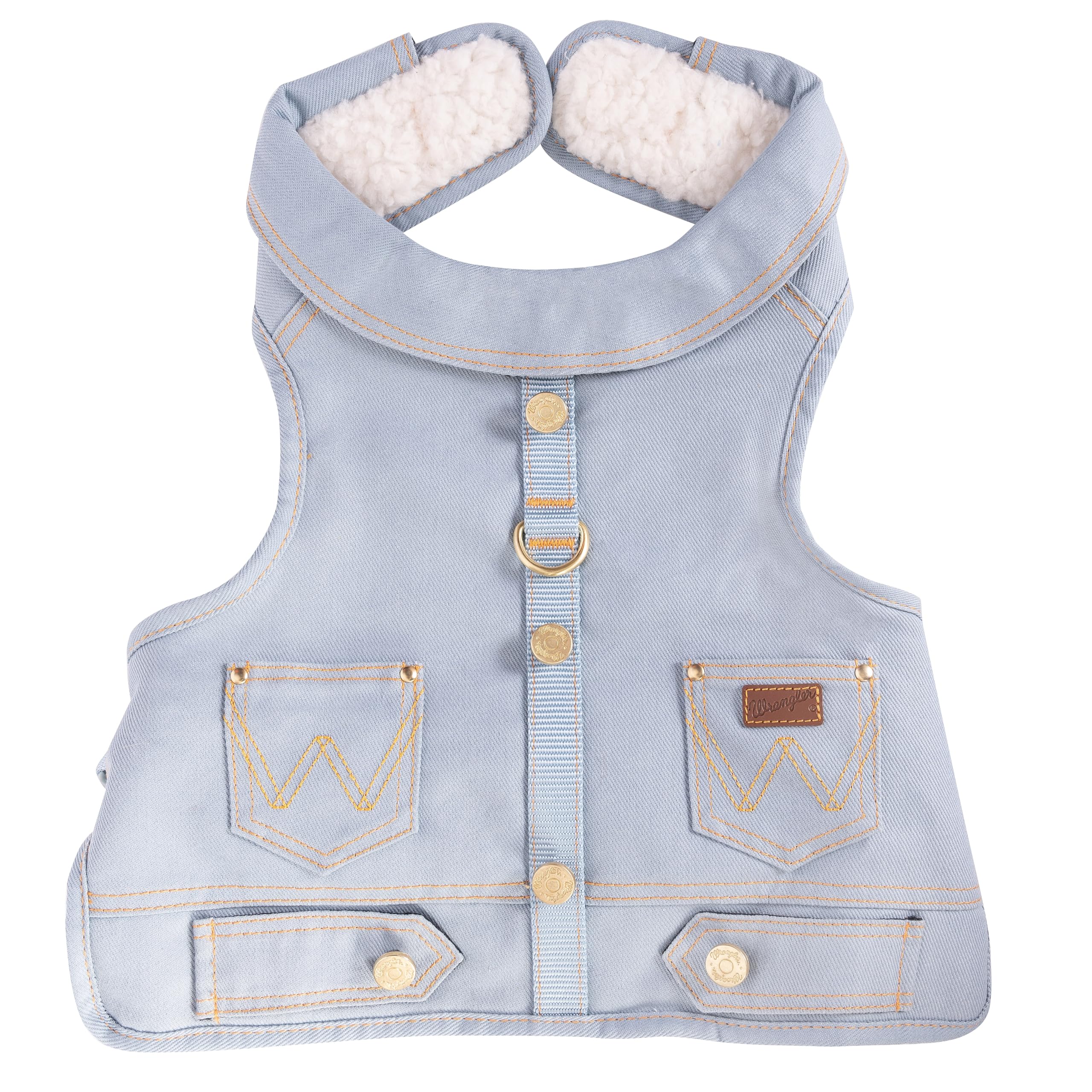 Wrangler Light Wash Dog Vest Harness With Sherpa-L