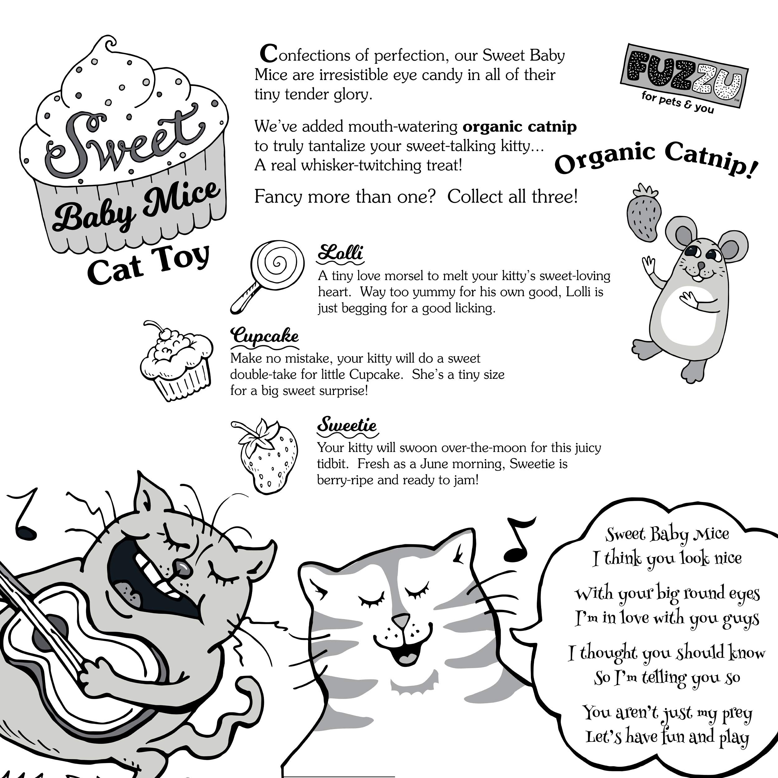 Fuzzu Sweet Baby Mice Cat Toy | Cat Toy Catnip | Interactive Cat Toy | Stimulating Cat Toy | Organic Catnip | Pink