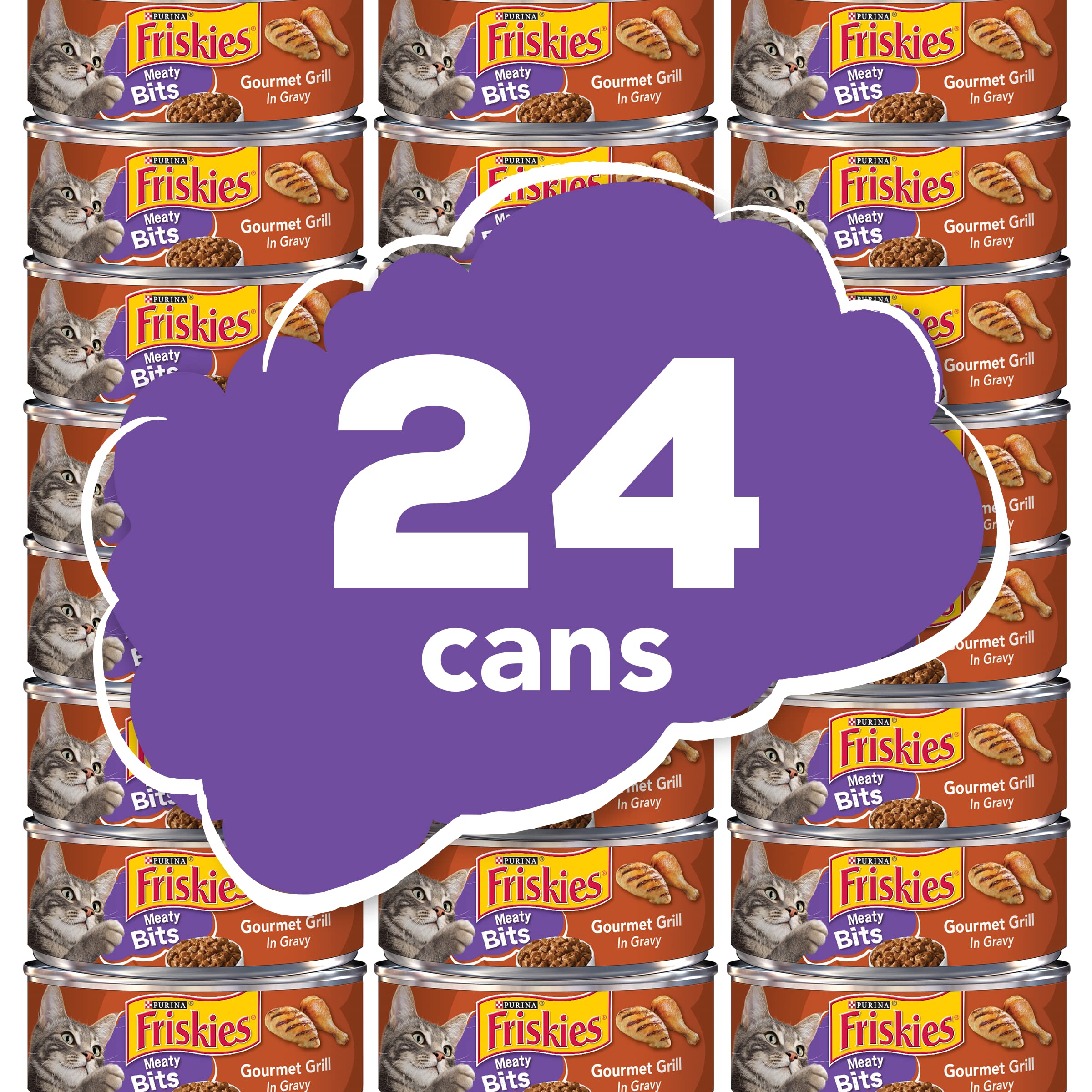 Purina Friskies Wet Cat Food, Meaty Bits Gourmet Grill in Gravy - (Pack of 24) 5.5 oz. Cans