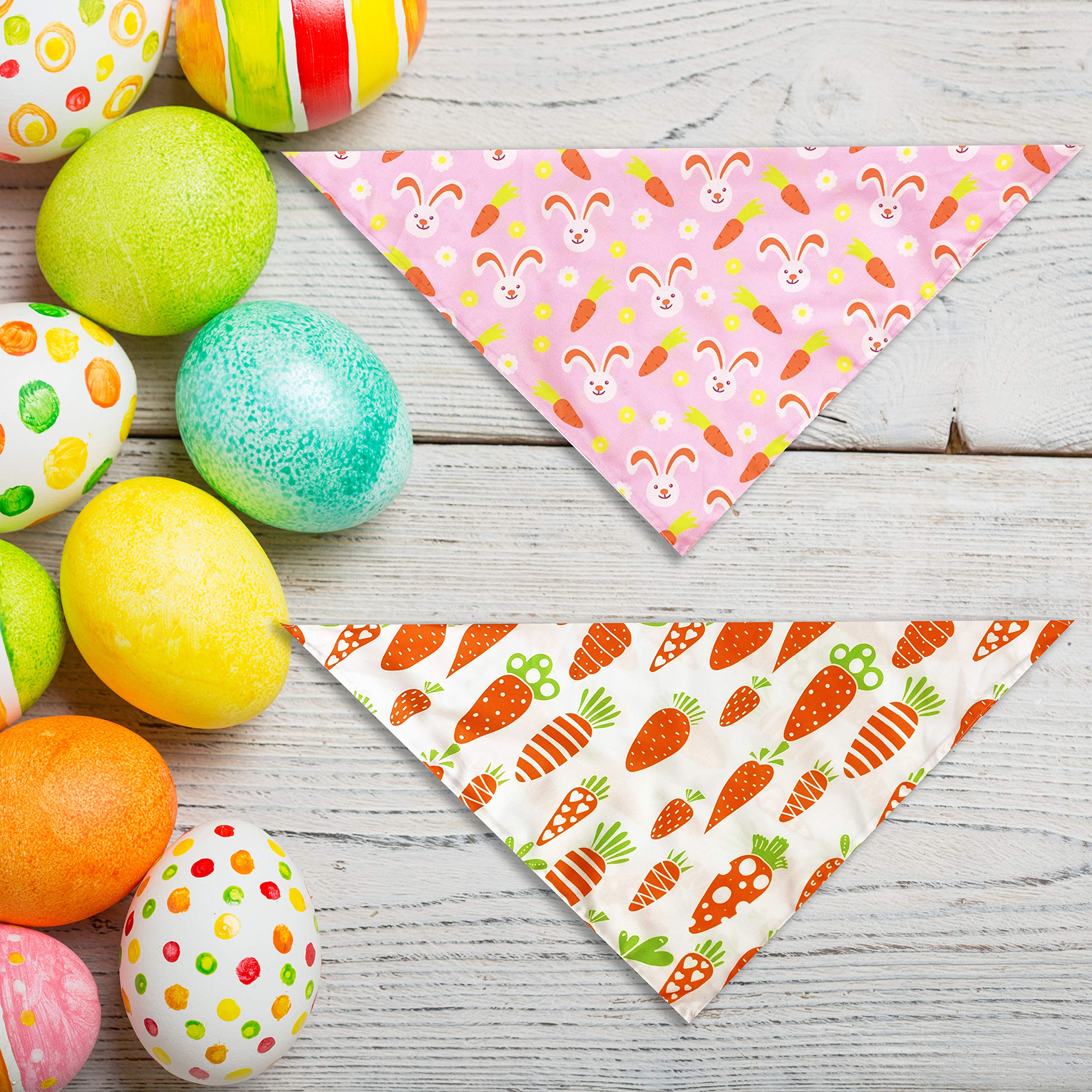 Easter Day Dog Bandana, Holiday Cat Bandana Bunny And Carrot Scarfs For Small Medium Large Dogs Cats Pet Puppies (Hoppy Hour/Pin