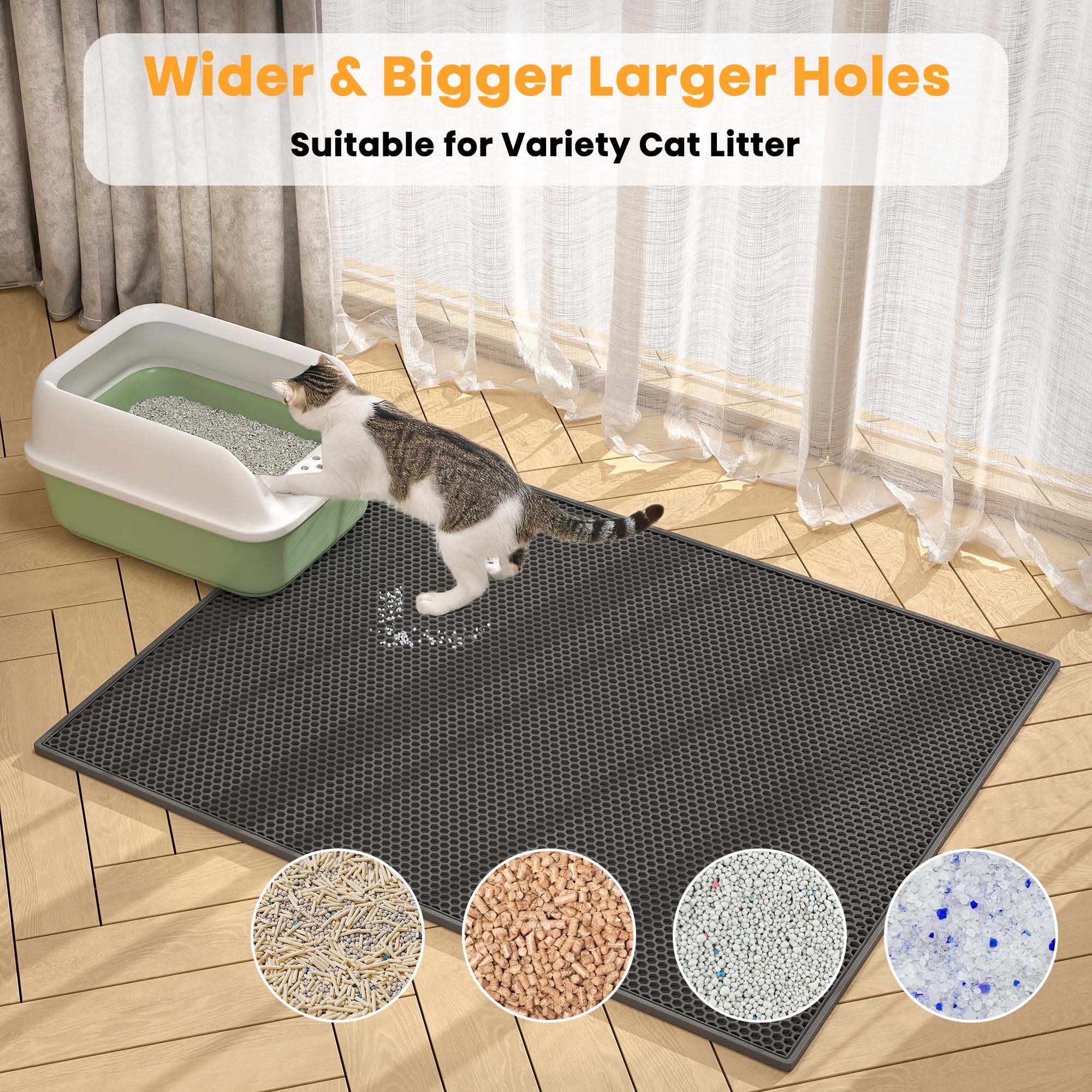 Pieviev 2 Packs Cat Litter Mat Double Layer Waterproof Urine Proof Trapping Mat (30'X24', Black)