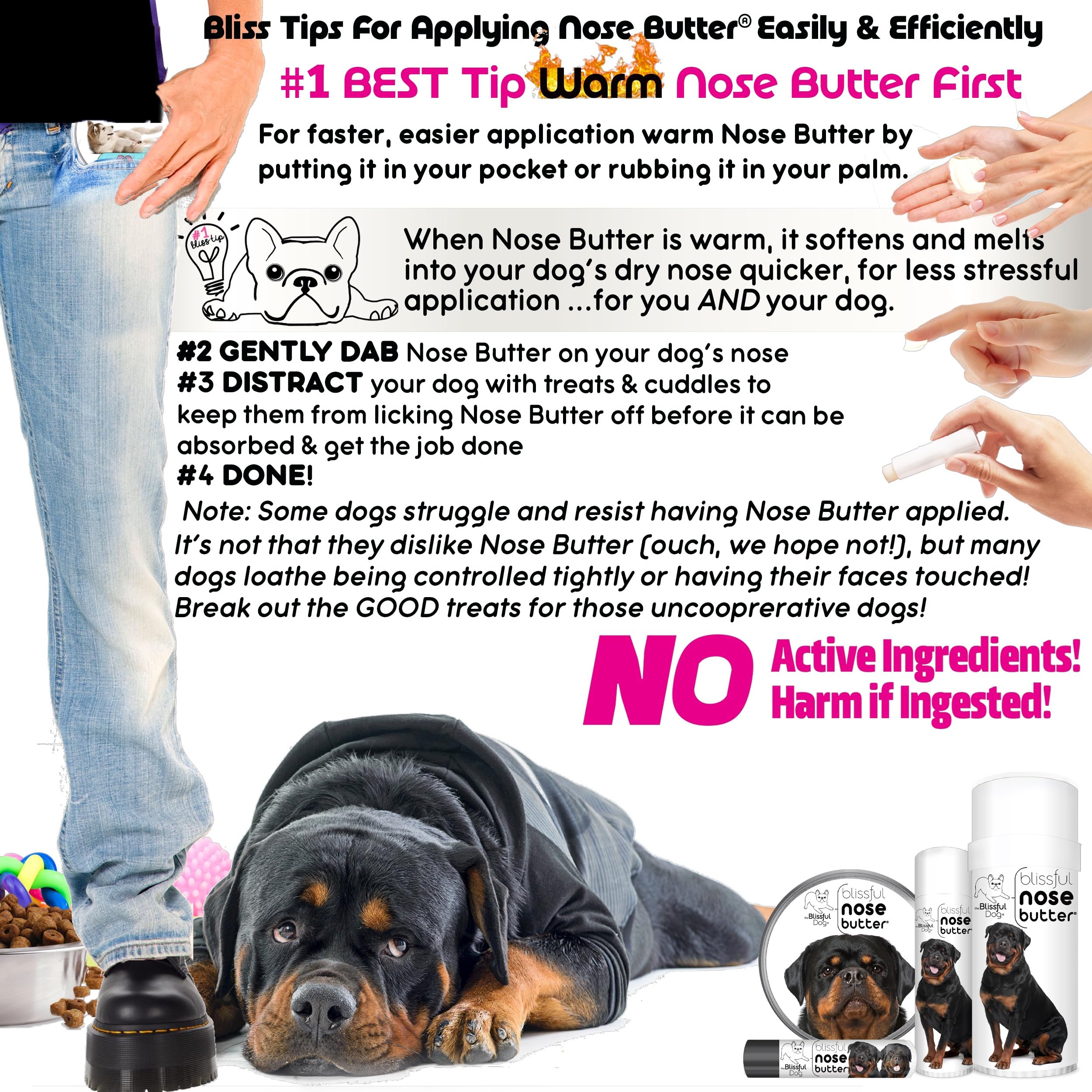 The Blissful Dog Rottweiler Unscented Nose Butter - Dog Nose Butter, 0.15 Ounce