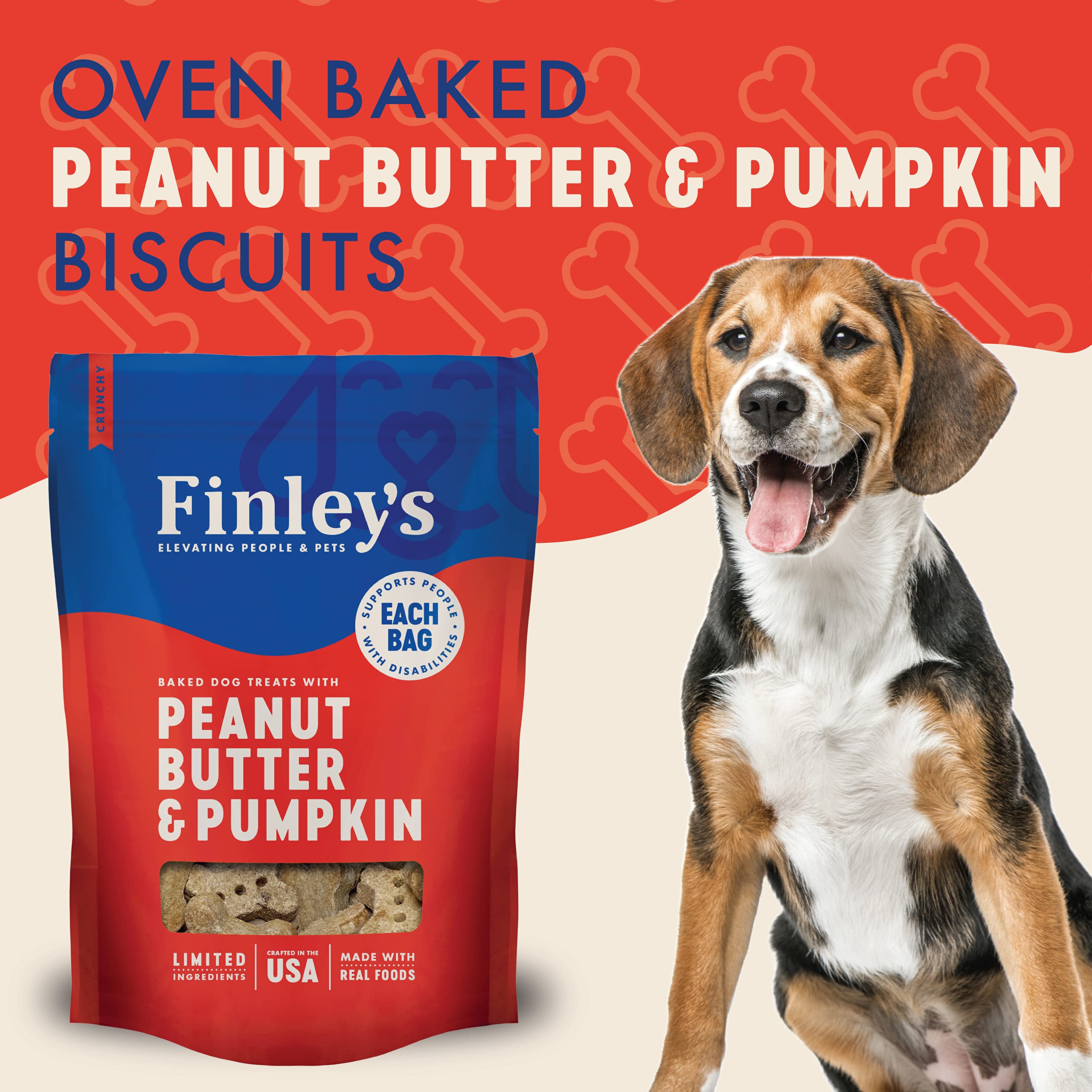 Finleys Peanut Butter & Pumpkin Dog Biscuit Treats, All Natural, Limited Ingredient Dog Treats, 12 Ounce (Pack of 1)