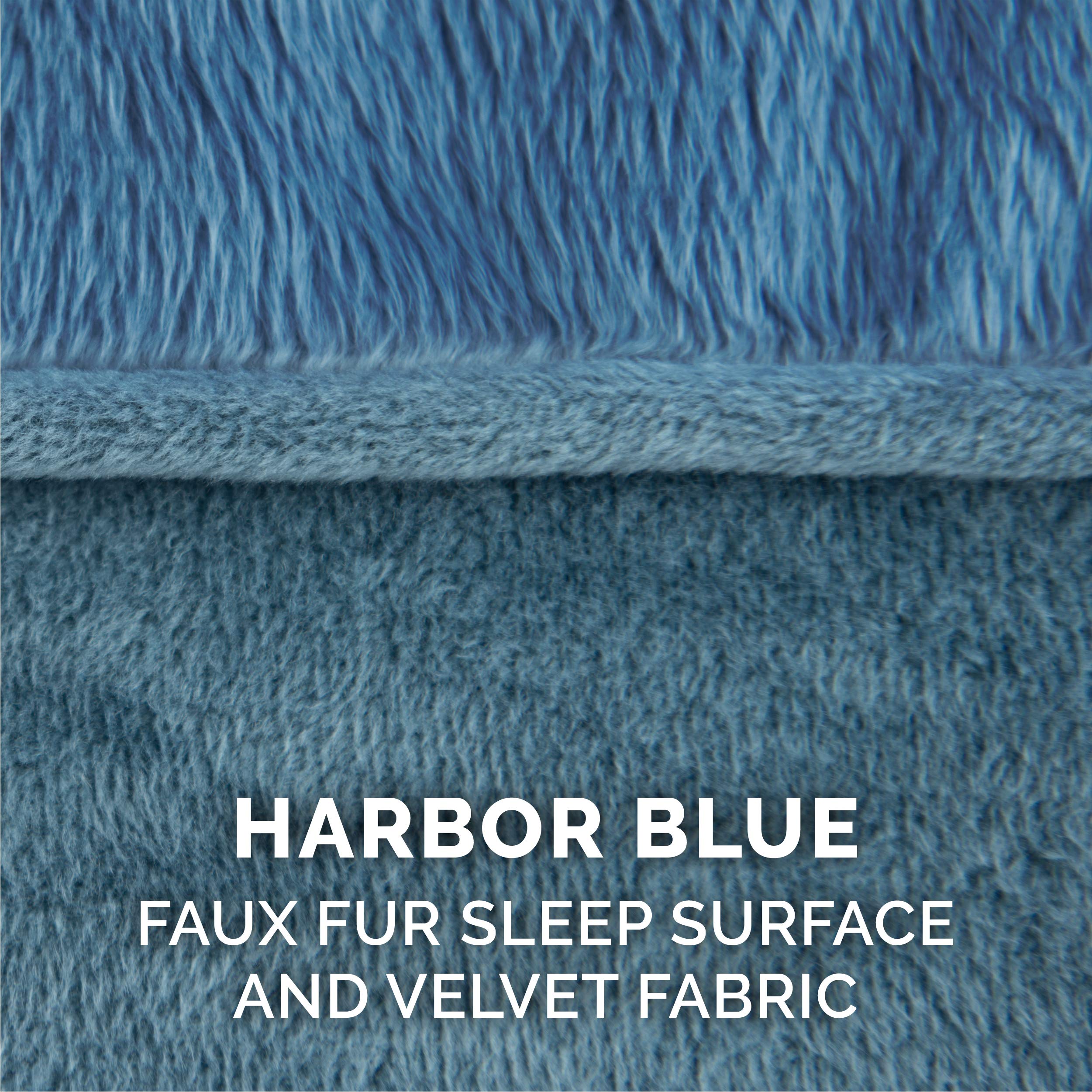 Furhaven Faux Fur & Velvet Dog Bed Cover, Large 36"x27", Machine Washable, Harbor Blue, Model CVR-45437405