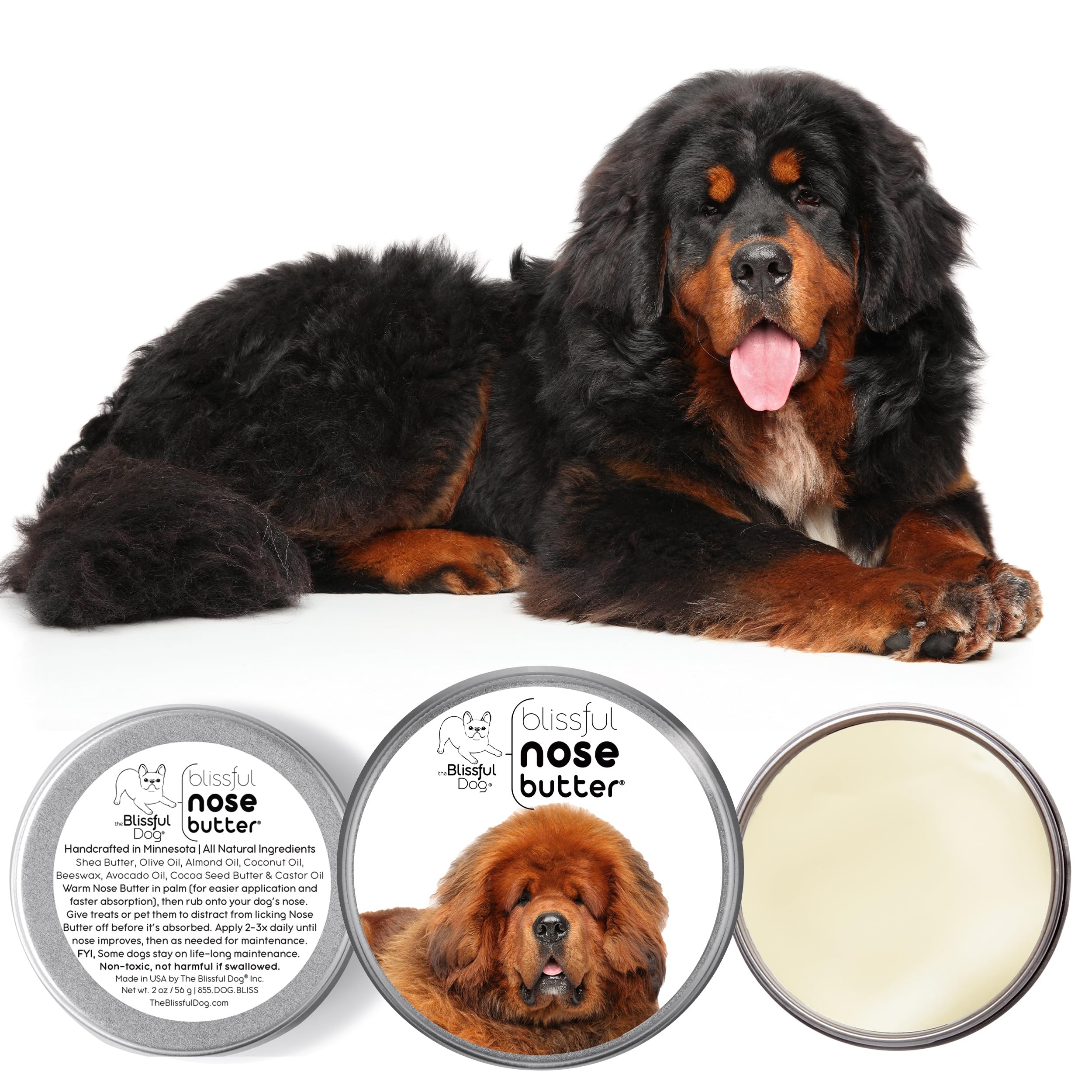 The Blissful Dog Tibetan Mastiff Unscented Nose Butter - Dog Nose Butter, 8 Ounce