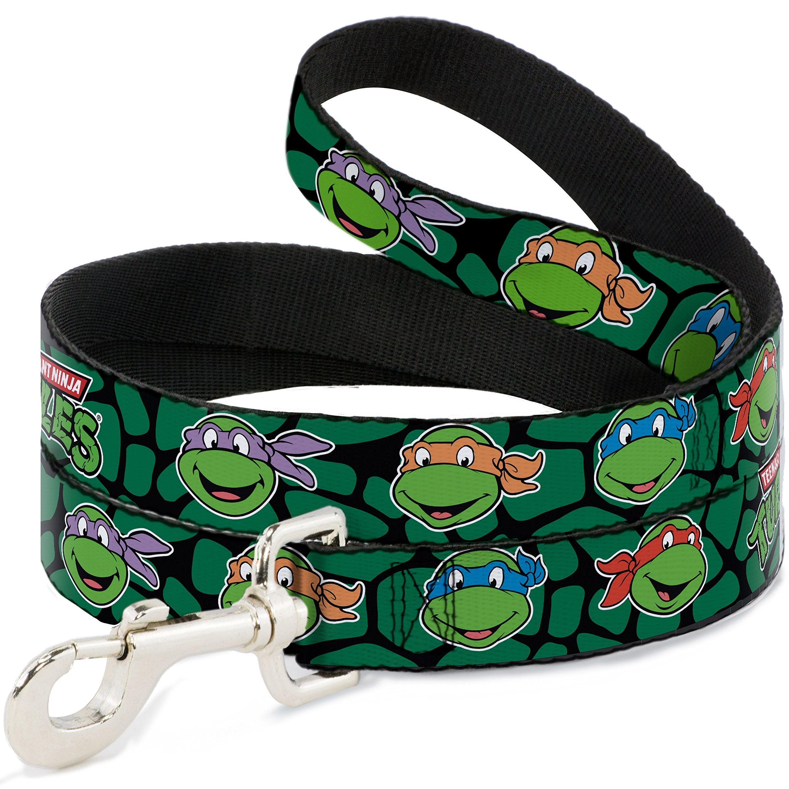 Dog Leash TMNT Teenage Mutant Ninja Turtles Faces Green Turtle Shell 6 Feet Long 1.0 Inch Wide