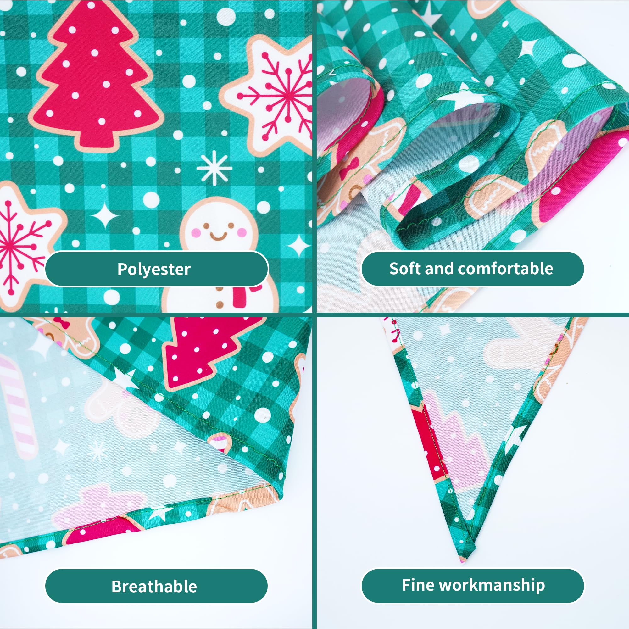JpGdn 10pcs Large Christmas Dog Bandanas Kerchief Triangle Bibs Scarves Snowman Santa Claus Elk Christmas Tree Pattern for Girl