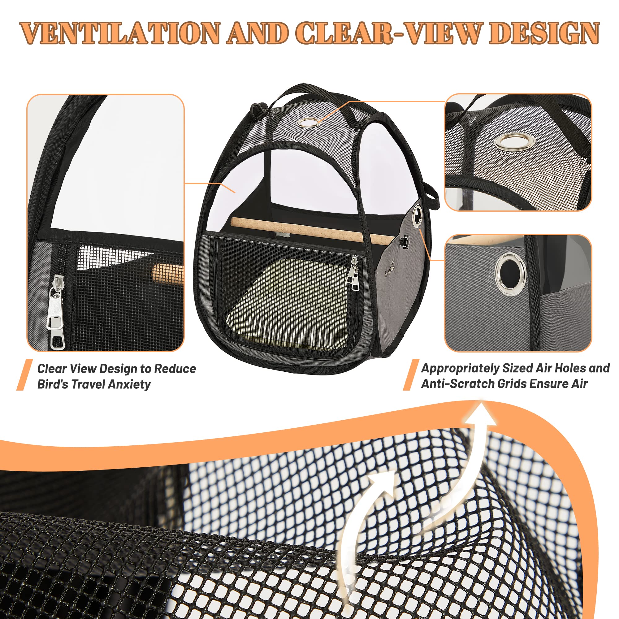 A4Pet Bird Carrier For Travel - Small Bird Travel Cage, Bird Bag With Stand, Tray And Feeding Cup, Portable And Lightweight For Small Animal Carrier