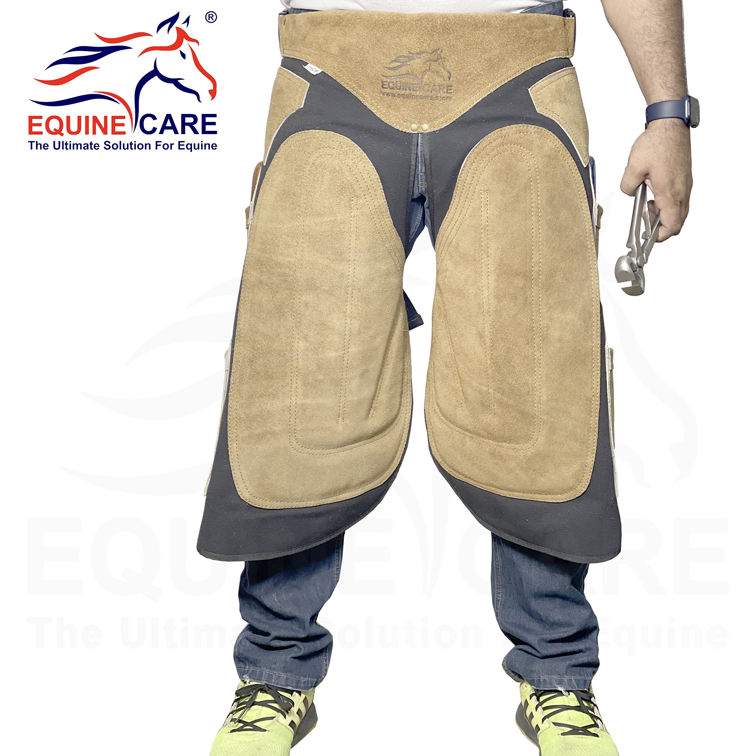 Farrier Apron Chaps 2Mm Cowhide Leather, 500 Gsm Canvas, 27'' Length, Adjustable Waist (28''-52''), Ergonomic Foam-Padded Thigh