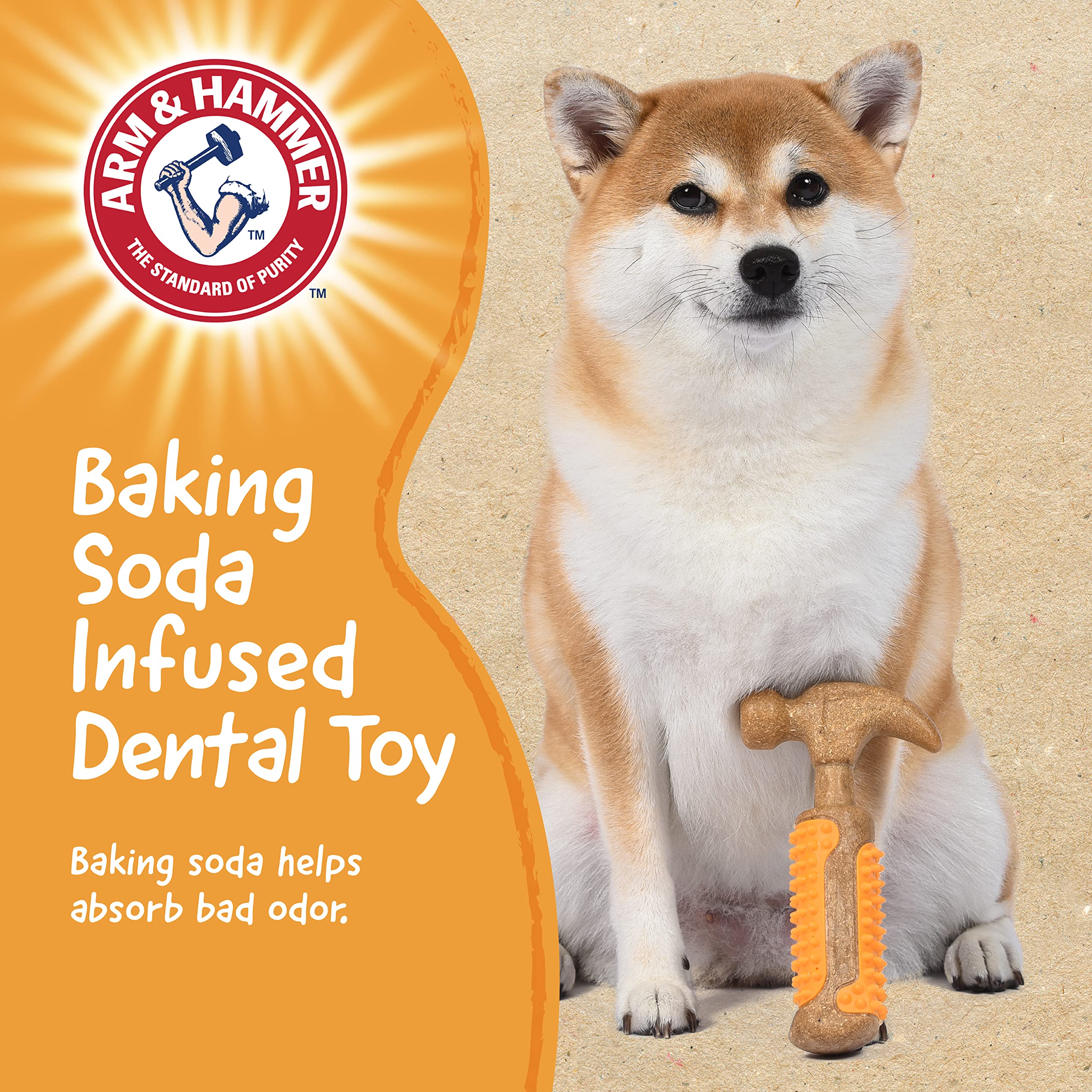 Arm & Hammer for Pets Chew Tools Collection: Wood Blend Hammer Chew Toy for Dogs | Compressed Wood Dog Chew Toys with Baking Sod
