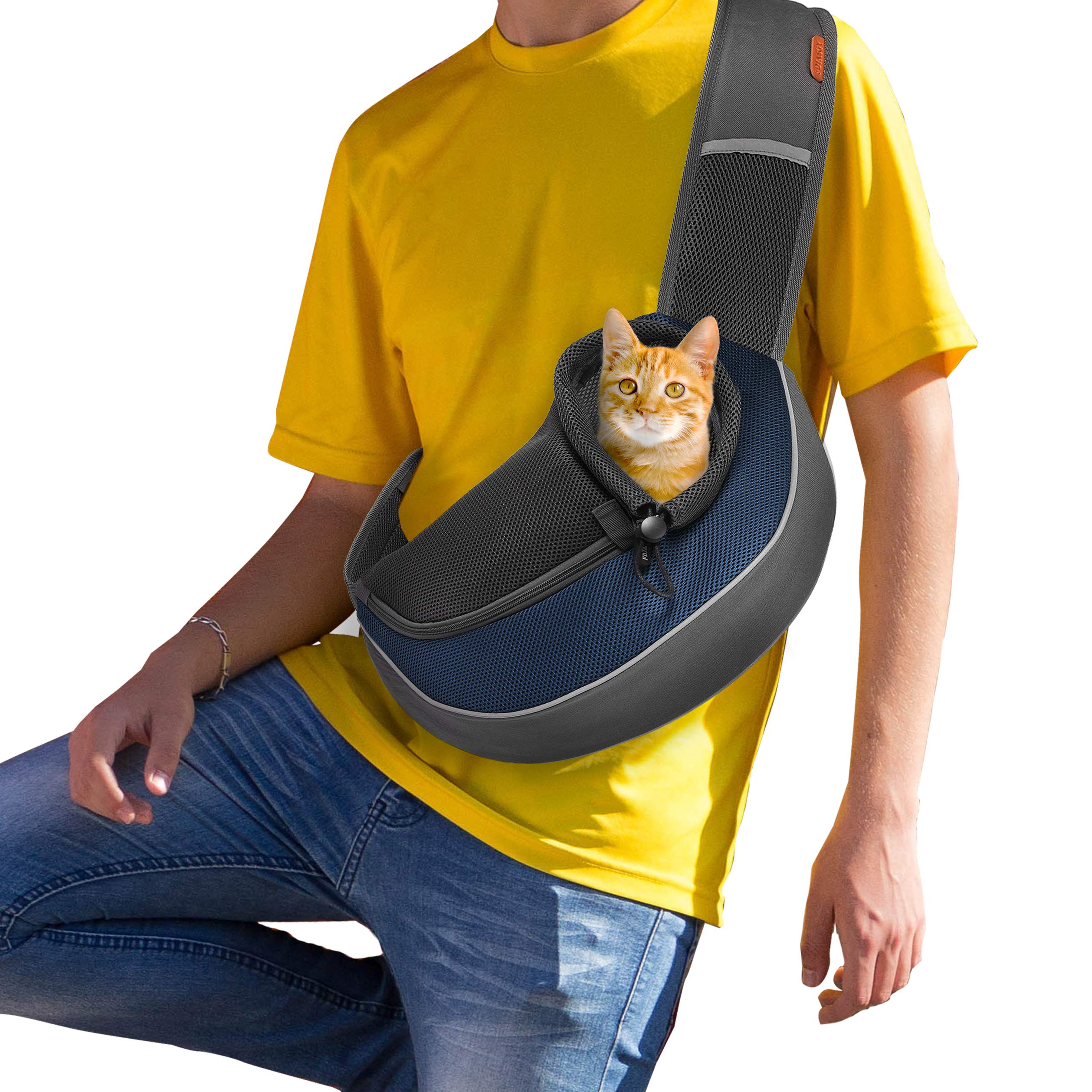 Fdjasgy Pet Sling Carrier For Small Dogs Cats,Breathable Mesh Travelling Hand Free Puppy Backpack With Pouch And Adjustable Stra