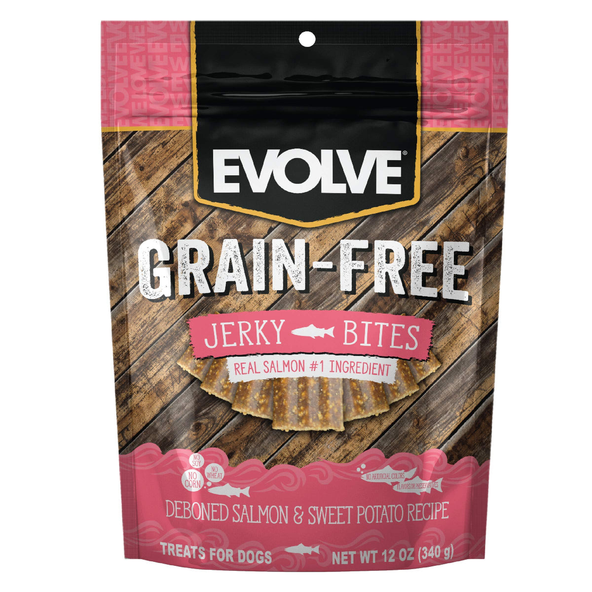 Evolve Grain Free Salmon And Sweet Potato Jerky Bites Dog Treats