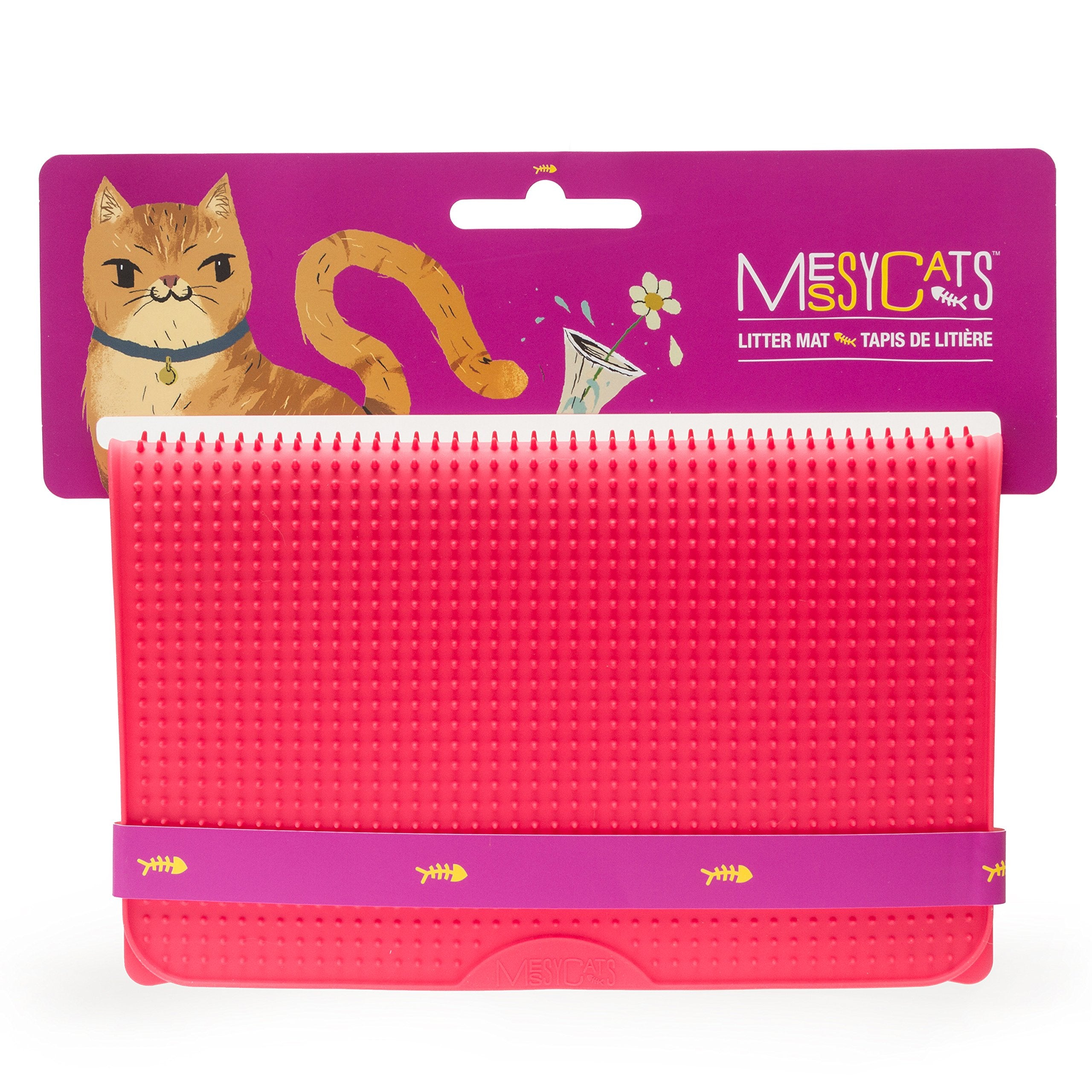 Messy Cats Silicone Litter Mat With Soft Graduated Spikes, 18' X 14', Watermelon