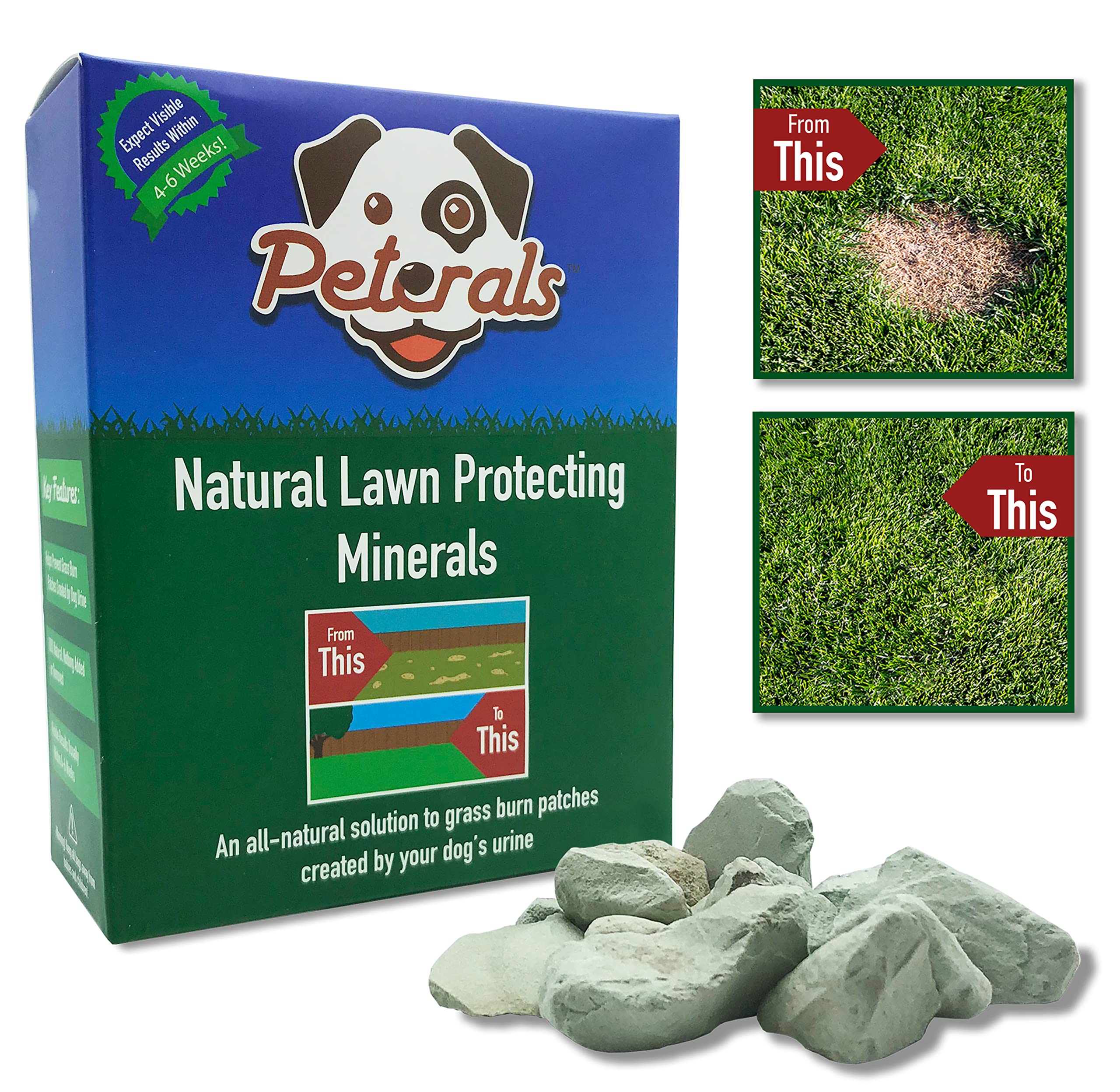Peterals 600 Grams - Natural Mineral Rocks to Prevent Lawn Grass Burn Yellow Patches from Dog Urine