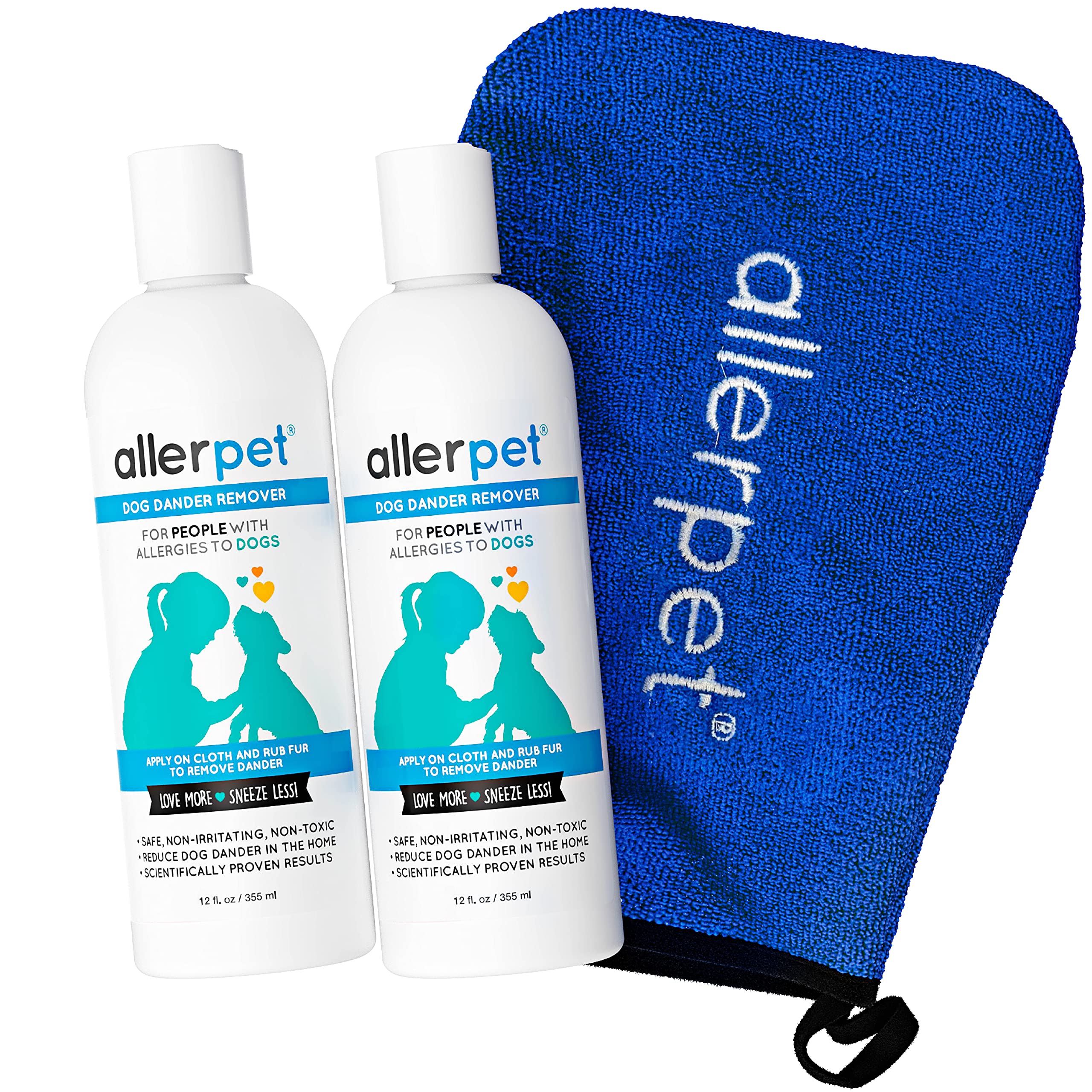 Allerpet Dog Dander Remover w/Free Applicator Mitt - Best Pet Dander Remover for Allergens - for Canine Dry Skin Treatment - Goo