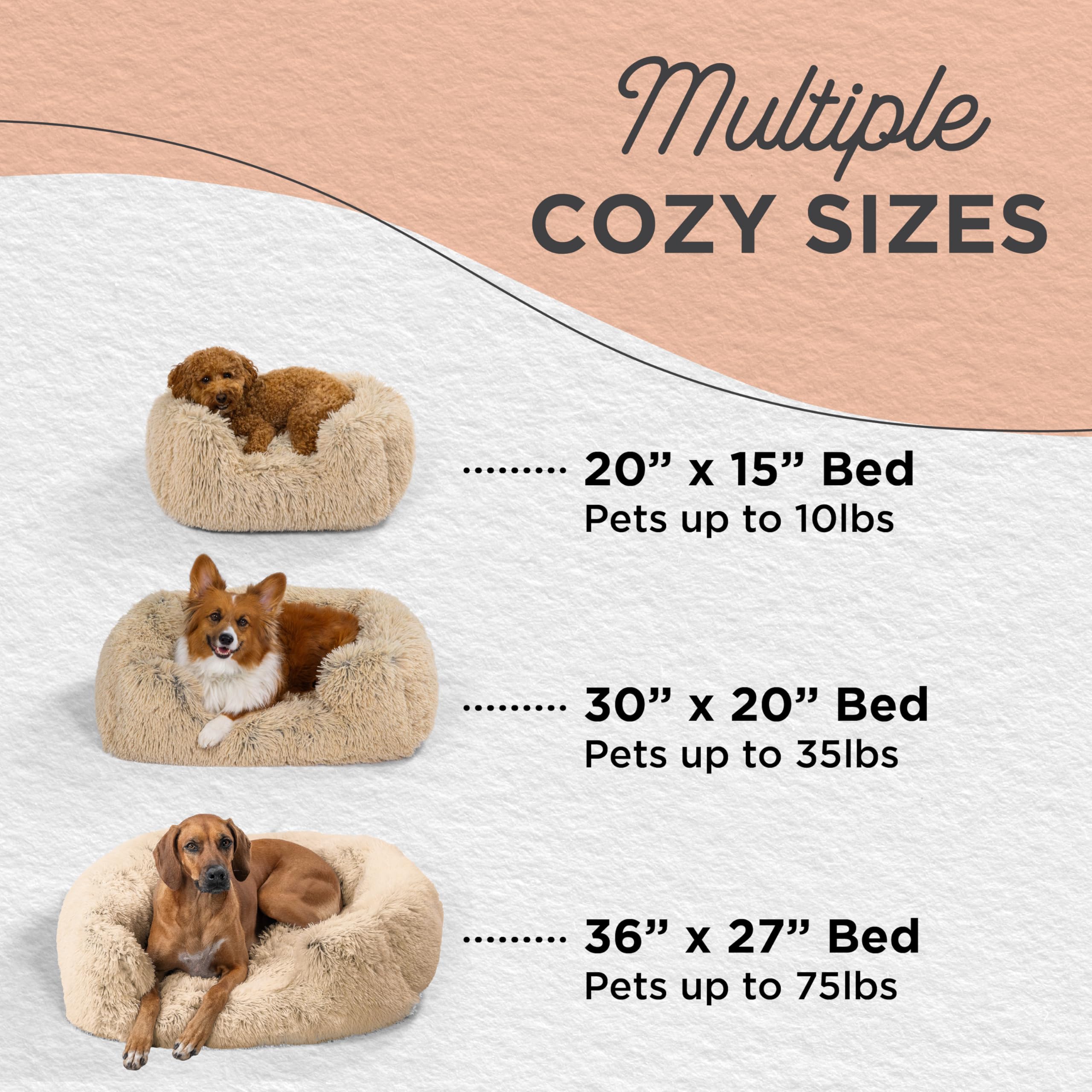 Best Friends by Sheri Shag Lounge Bed Calming Faux Fur Dog Bed, Taupe, Large 36'' x 27''