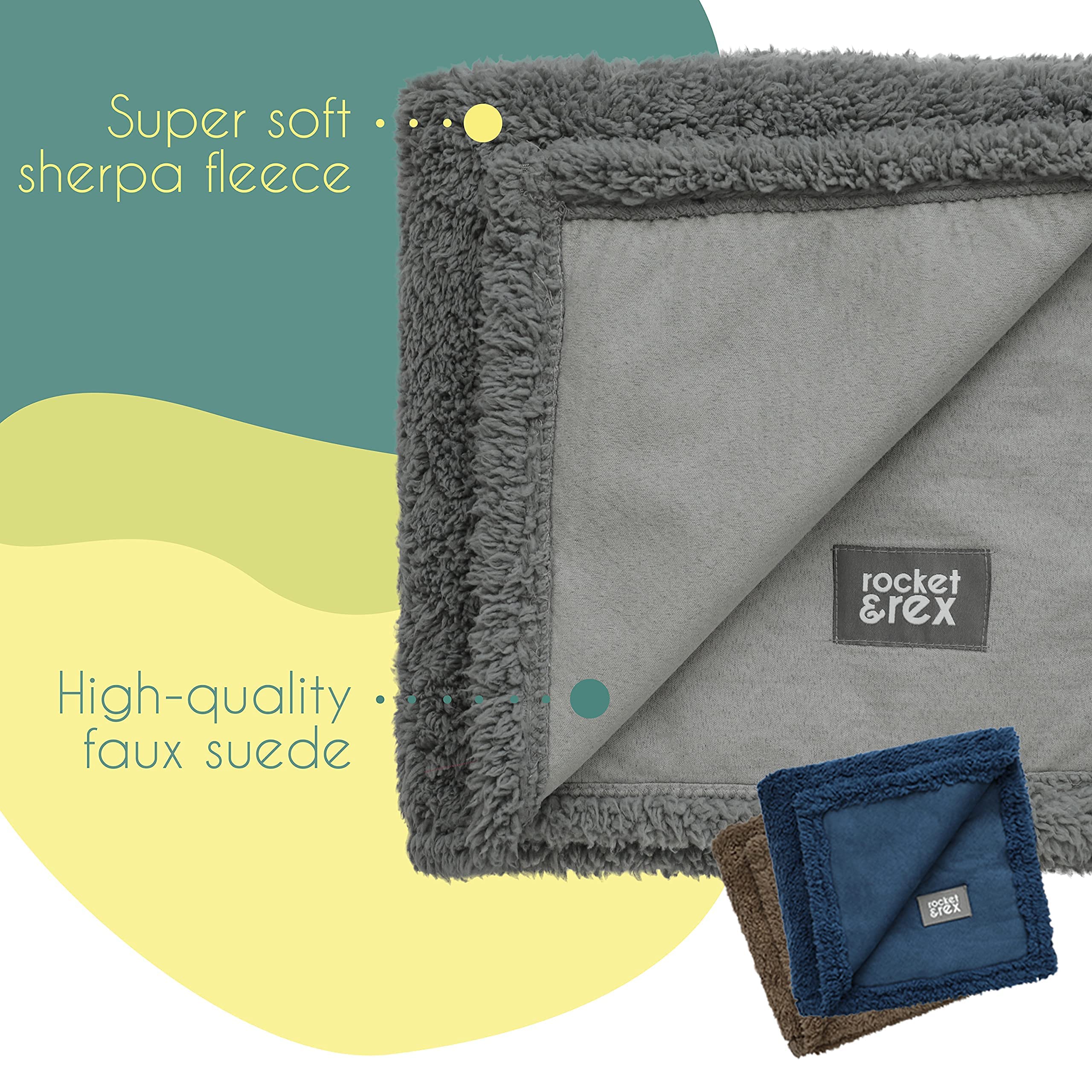 Rocket & Rex Medium Waterproof Dog Blanket, Grey, Washable Waterproof Pet Blanket Protects Beds, Couches & Other Furniture, Premium Fleece Fabric With Reversible Faux Suede, 30' X 40' (Pack Of 1)
