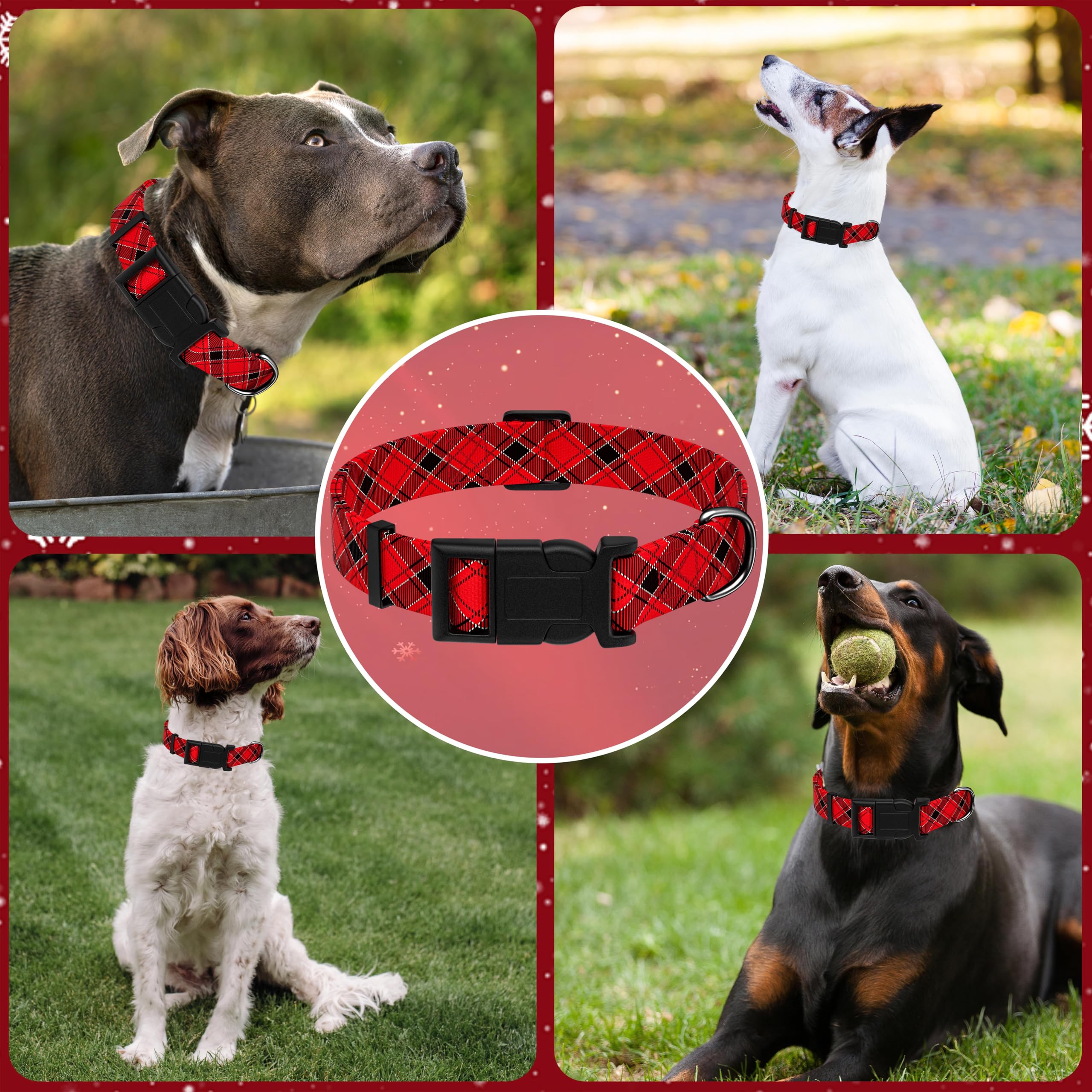 Seyezo Christmas Plaid Dog Collar, Classical Boys Girls Puppy Collar For Small Medium Large Dogs, Adjustable Soft Plaid Pet Coll