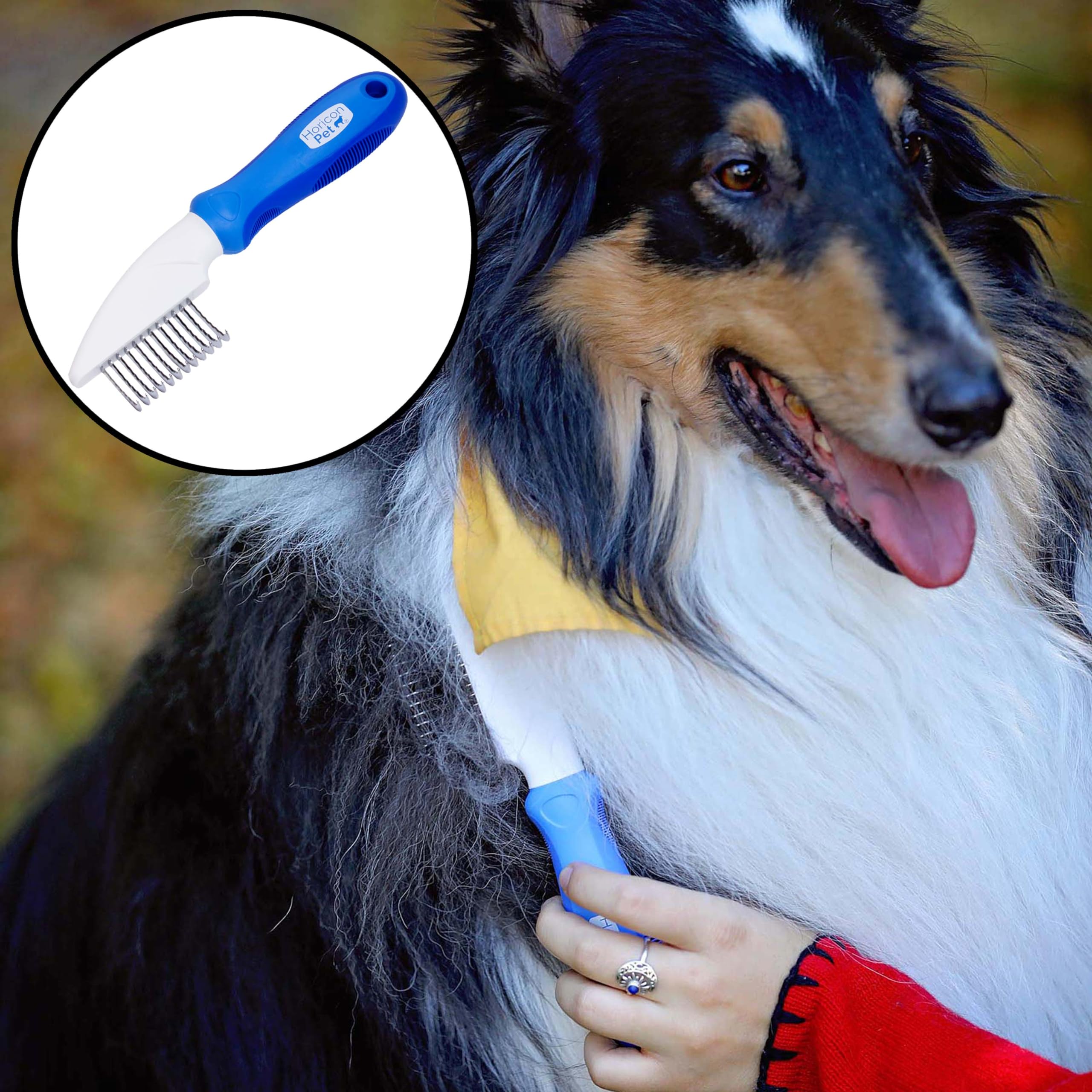 Horicon Pet 12 Blade Dog Dematting Comb - Removes Knots, Matted Fur, & Tangles Gently For Dogs, Cats & Small Animals