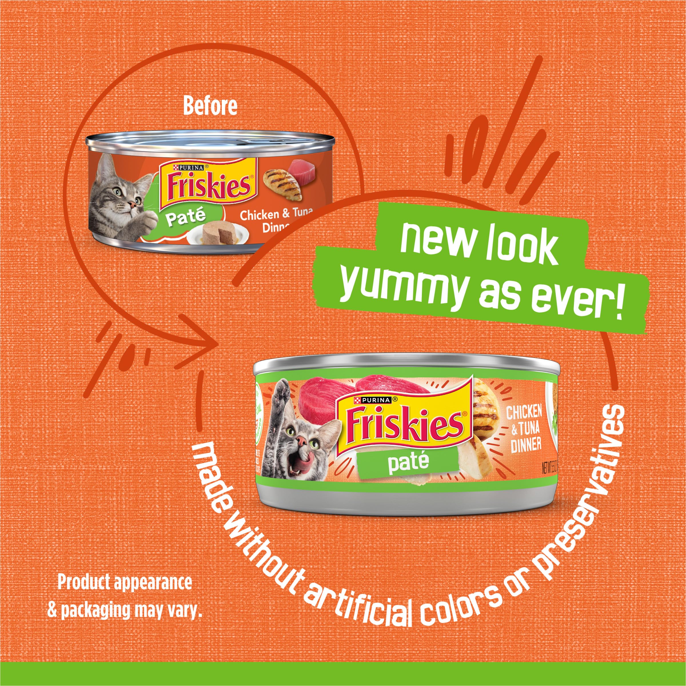 Purina Friskies Wet Cat Food Pate, Chicken and Tuna Dinner - (Pack of 24) 5.5 oz. Cans