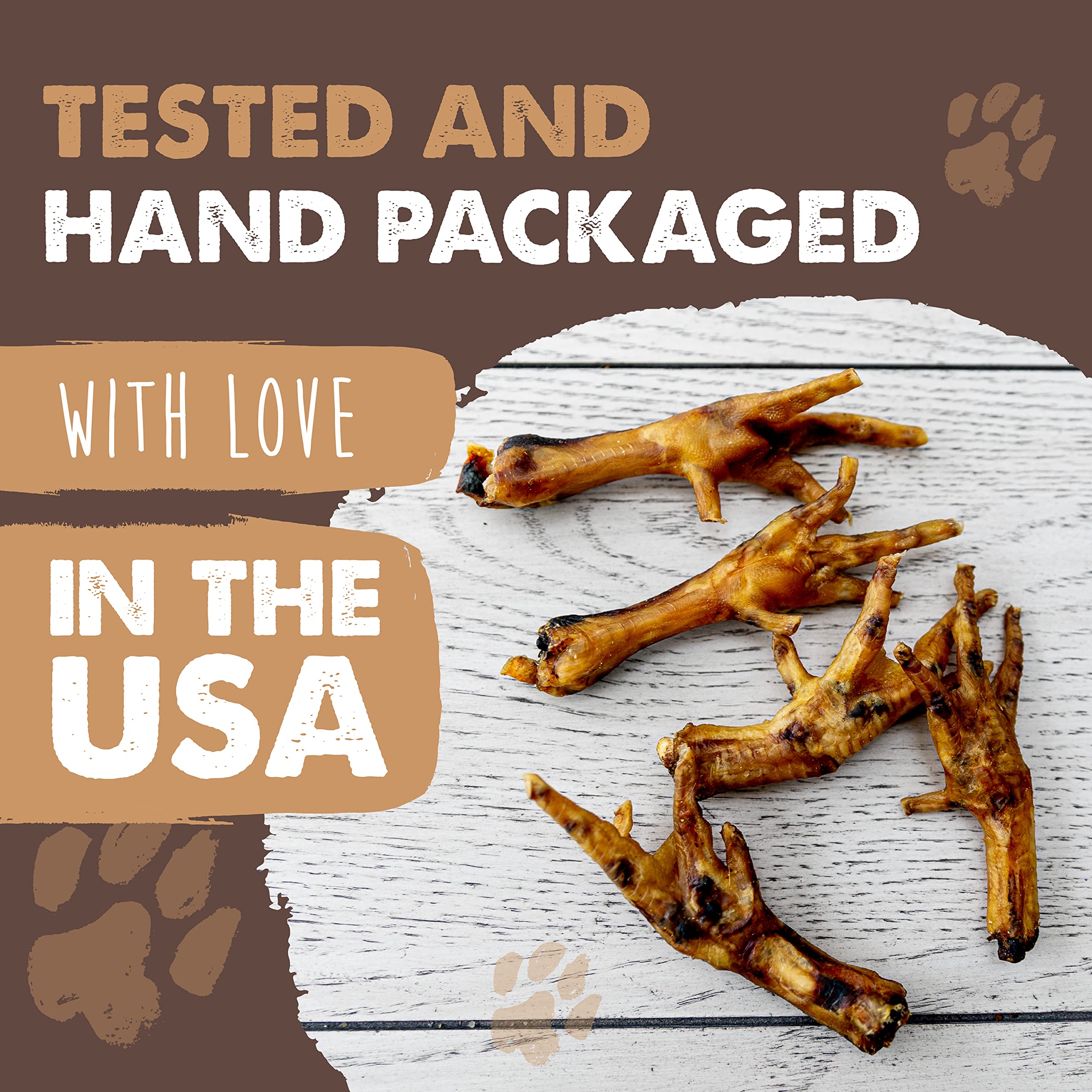 Mighty Paw Naturals Chicken Feet Dog Treats (30 Pack) | 100% Natural Dehydrated Chicken Feet for Dogs. Dried Chicken Feet for Do