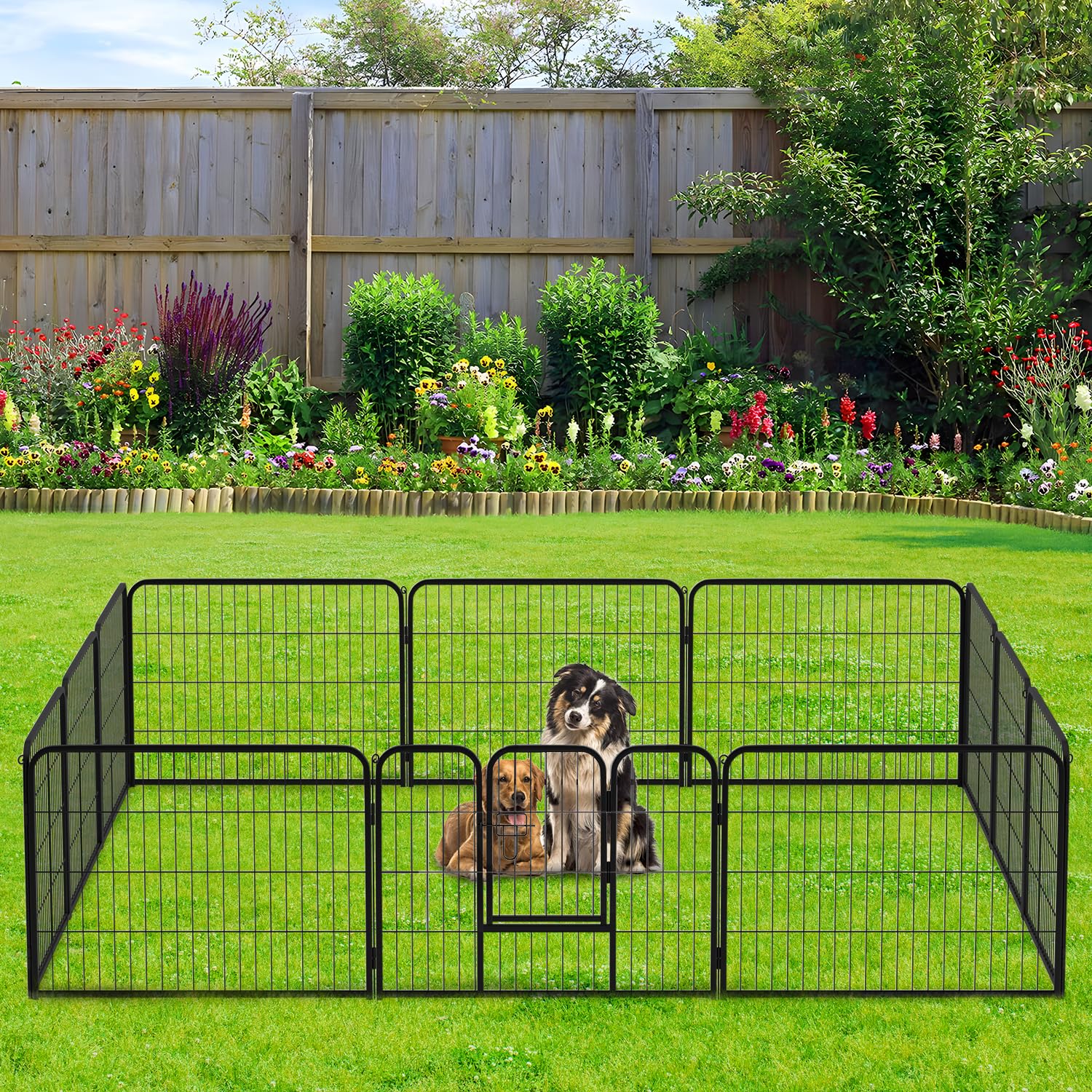 Bestpet Dog Playpen Indoor 32 Inch Height 12 Panels Dog Pen For Medium And Large Dogs, Exercise Pen Pet Dog Fence With Doors Pet