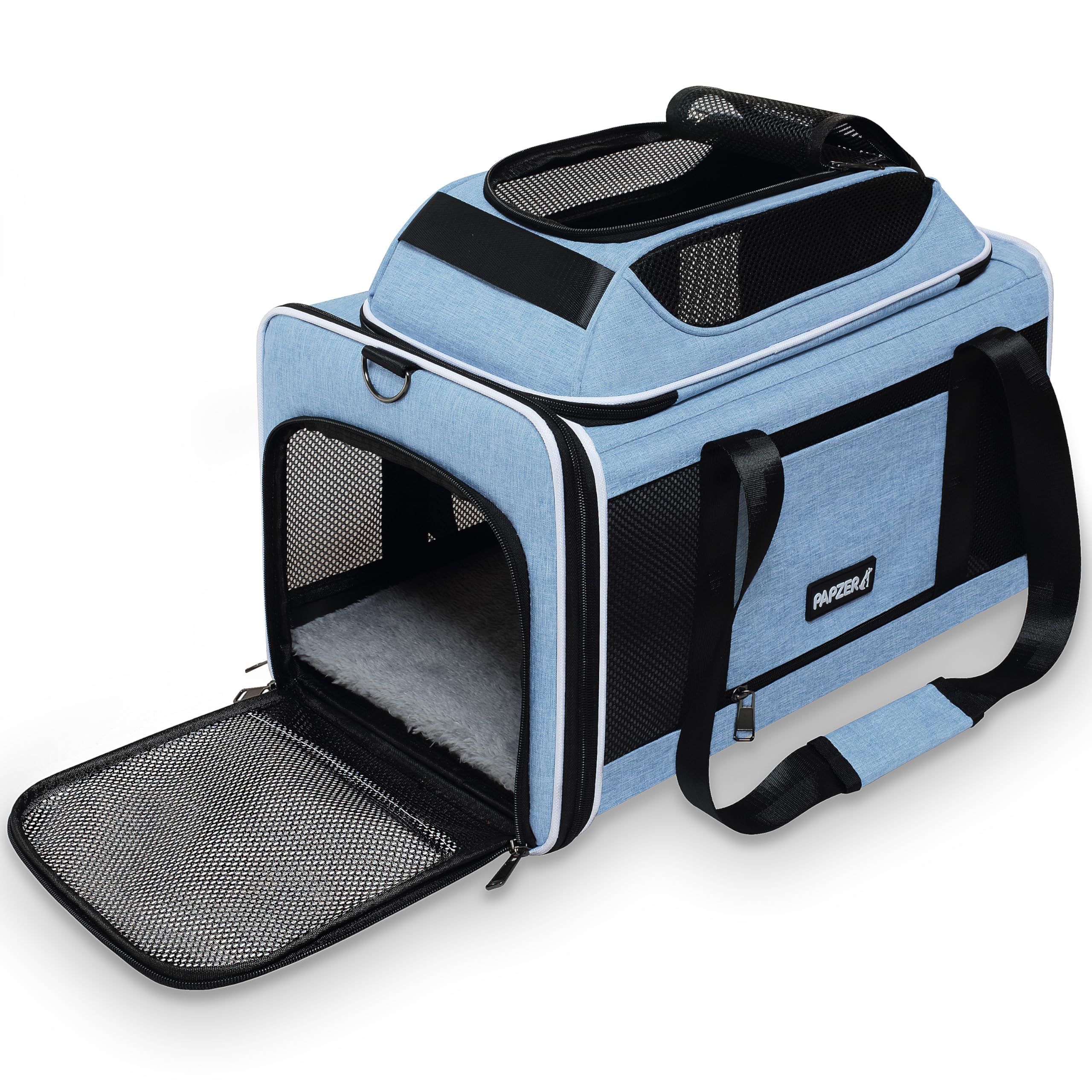 Papzer Cat Carrier Top-Expandable 18X11X11, United Delta American Airline Approved Dog Carrier, Soft Pet Carry-On Bag Underseat 
