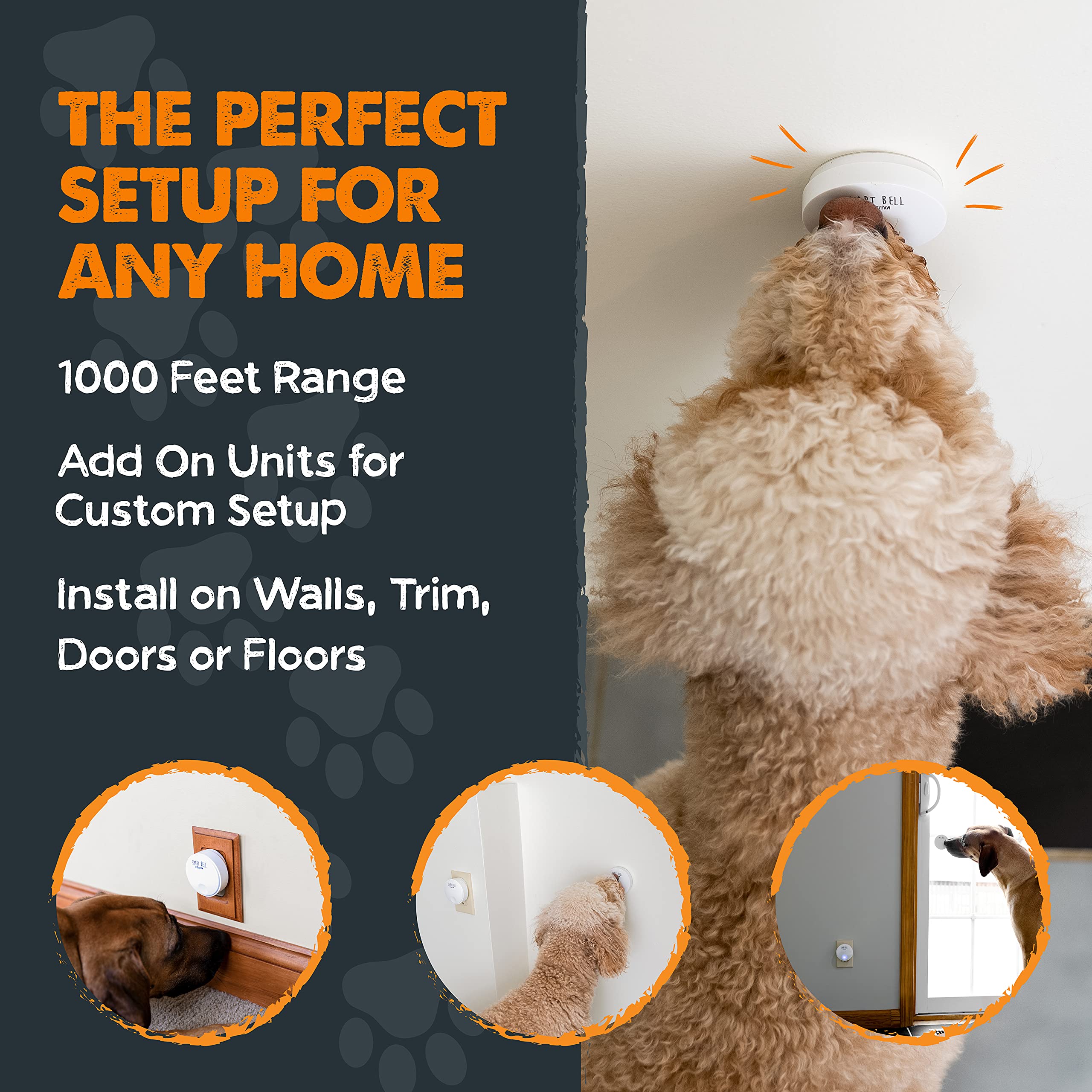 Mighty Paw Smart Dog Bell 2.0 | Wireless Dog Door Bell For Potty Training - Potty Training Bell For Puppies For Door - Door Bells For Dogs To Ring To Go Outside - Electronic Door Bell Dog Button