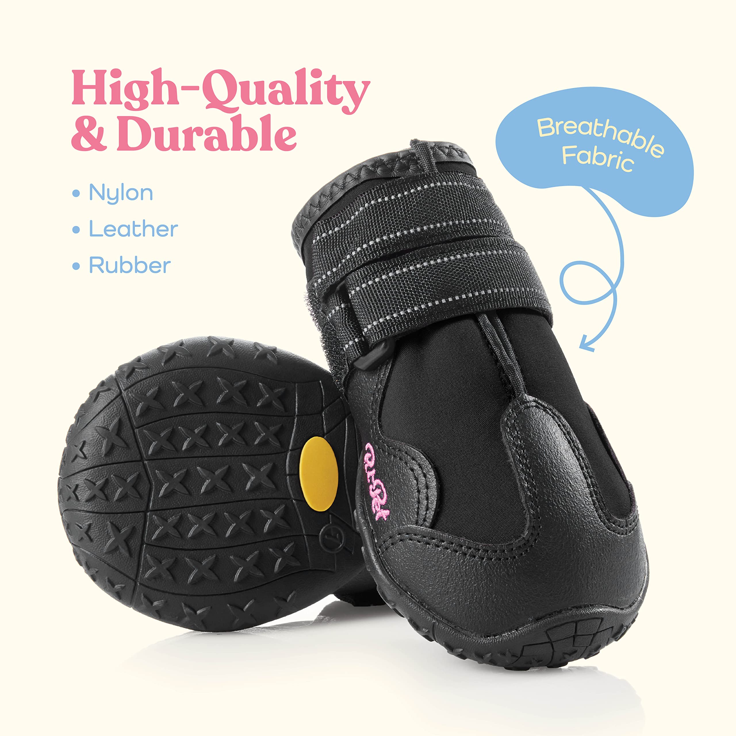 Waterproof Dog Shoes - Stylish Designed Shoes For Dogs - Dog Boots With Non-Slip Rubber Bottom Protects Paw From Hot Or Cold Pav