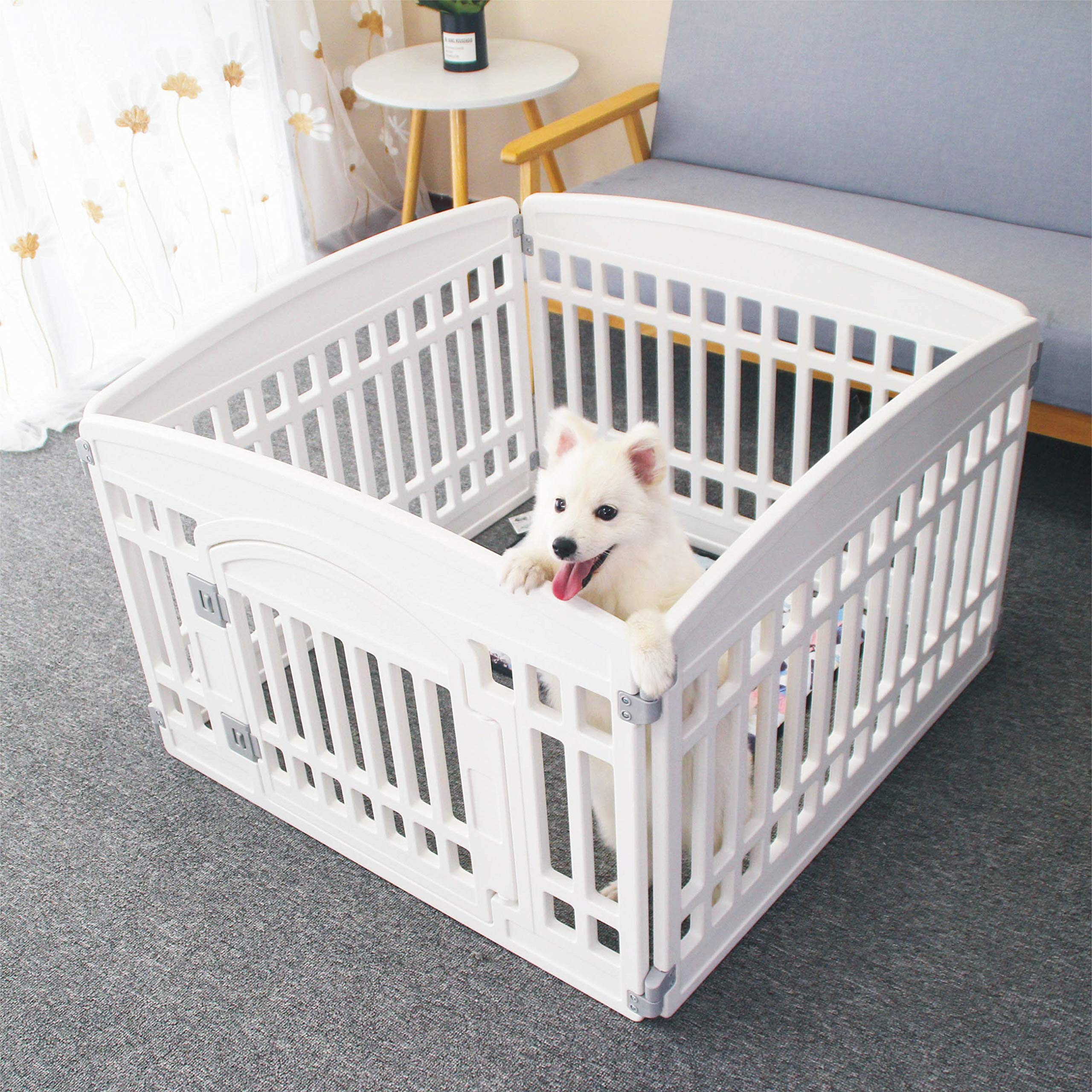 Pet Playpen Gate For Dogs Heavy Plastic Puppy Exercise Pen Small Pets Fence Puppies Folding Cage 4 Panels For Puppies And Small 