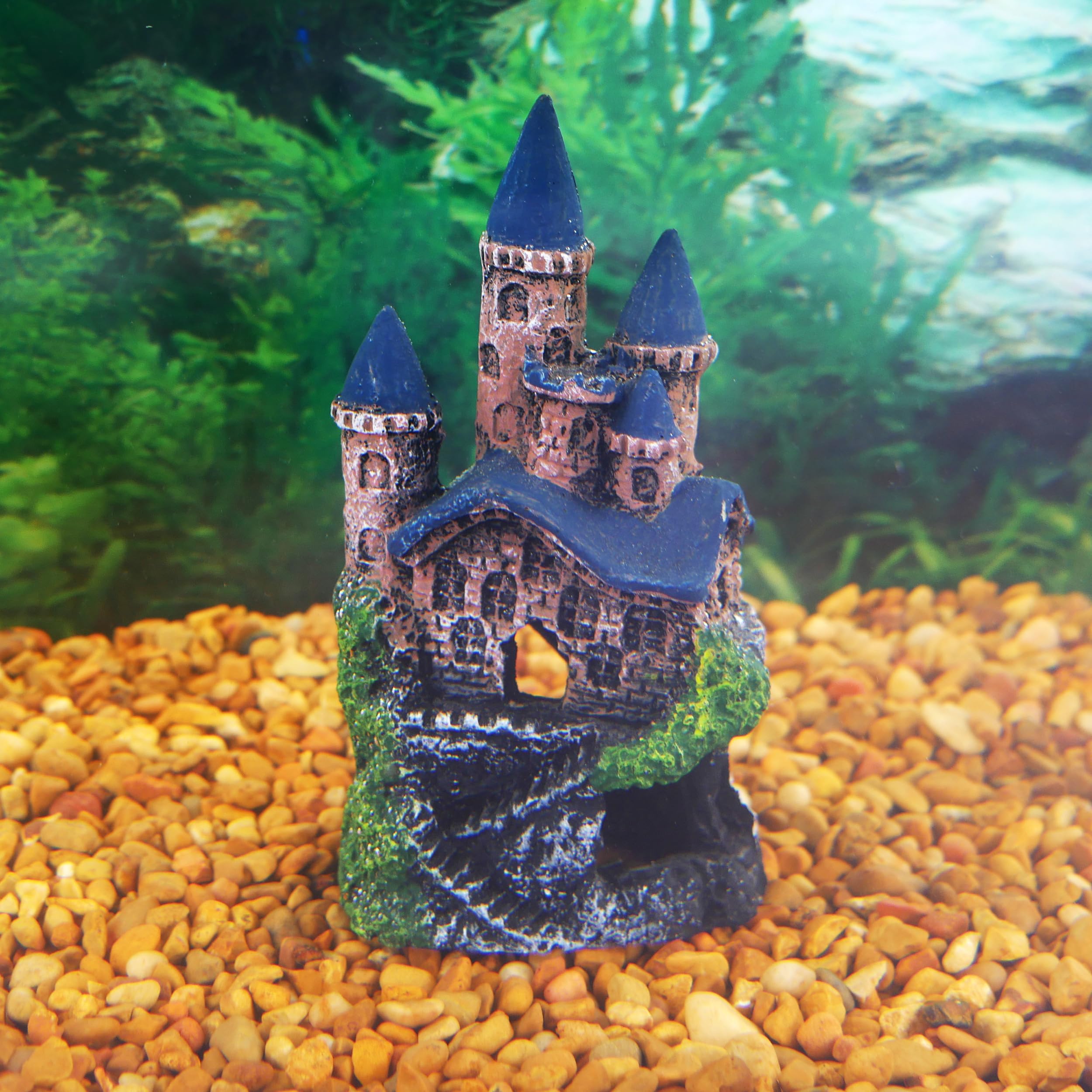 Penn-Plax Age-Of-Magic Magical Mini Castle Aquarium Decoration – Safe For Freshwater And Saltwater Fish Tanks – Gray