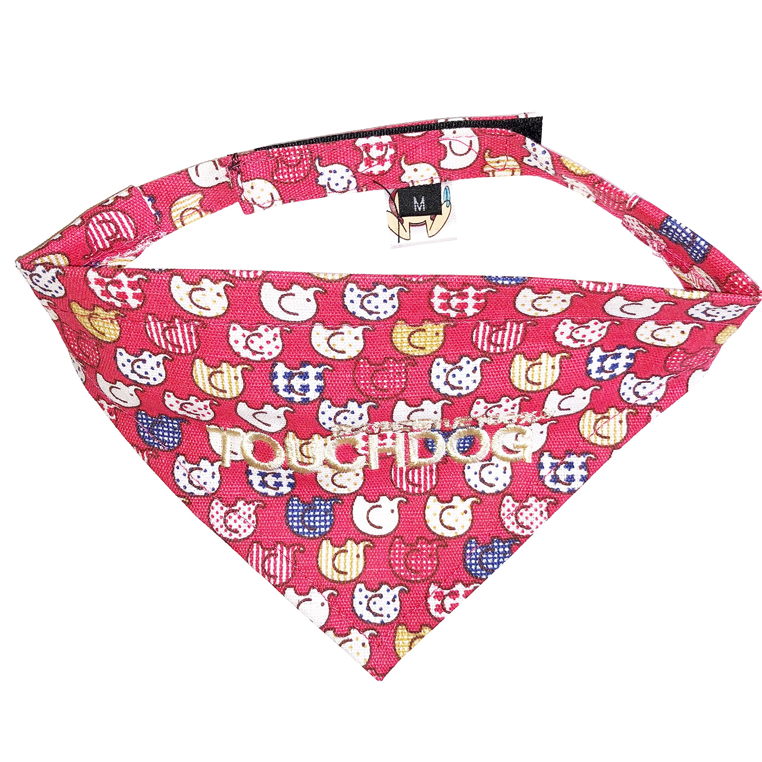 Touchdog Badtothebone Elephant Patterned Fashionable Velcro Bandana, Large, Red