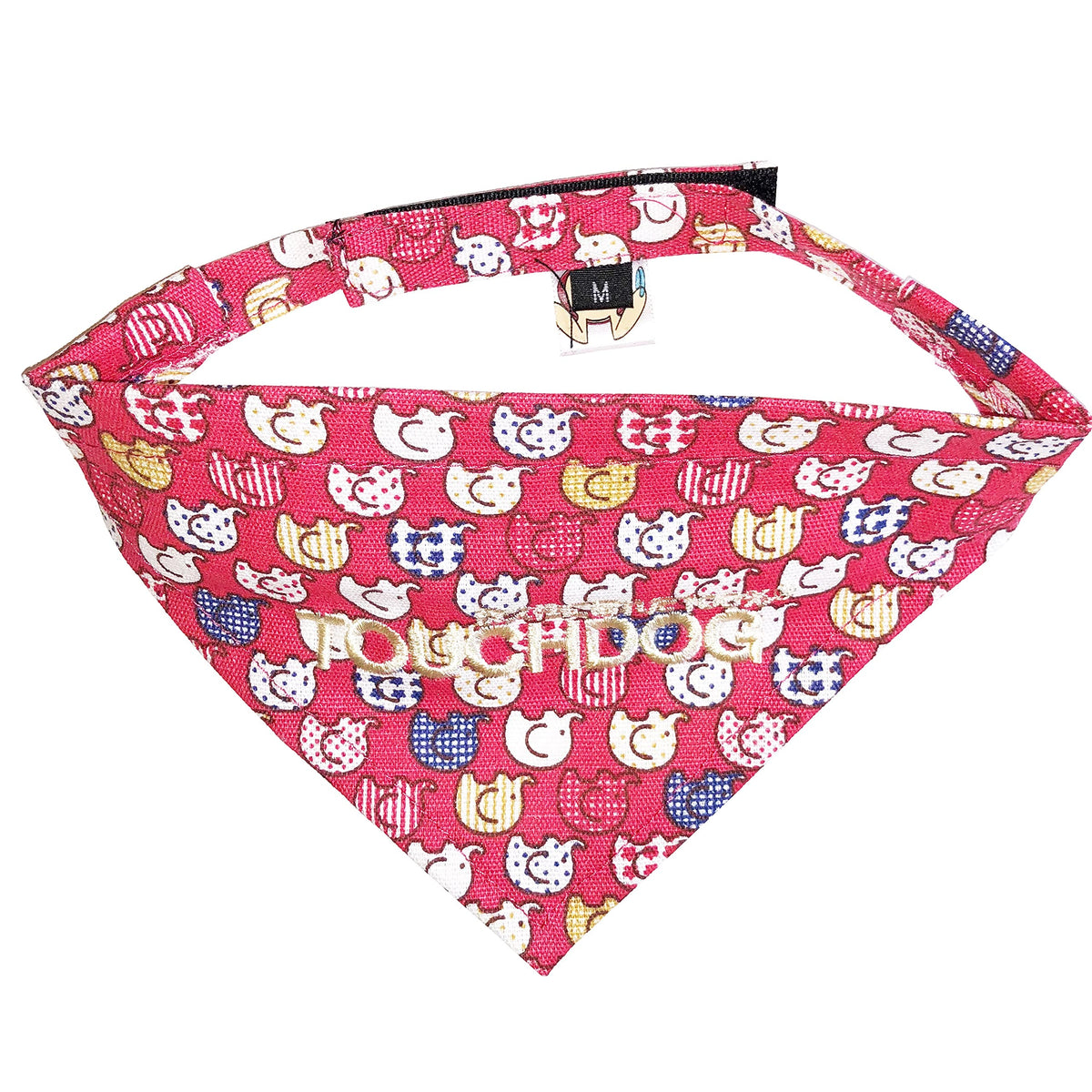 Touchdog 'Bad-To-The-Bone' Elephant Patterned Fashionable Velcro Bandana , Small, Red