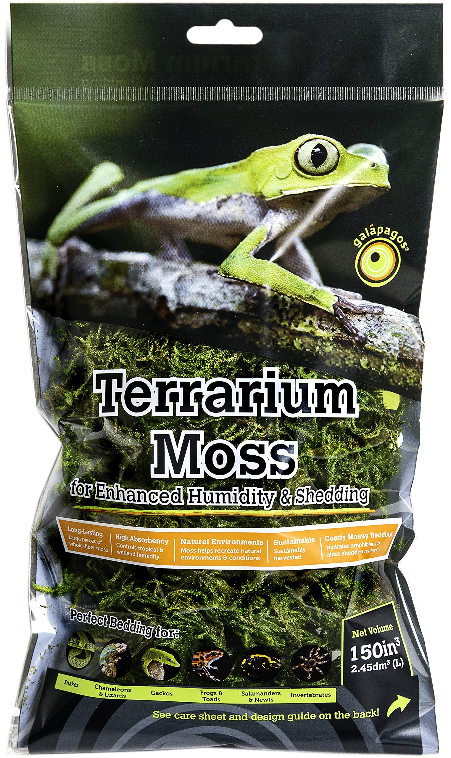 Galapagos (05211 Terrarium Sphagnum Moss, Fresh Green, 150In3 Header Bag