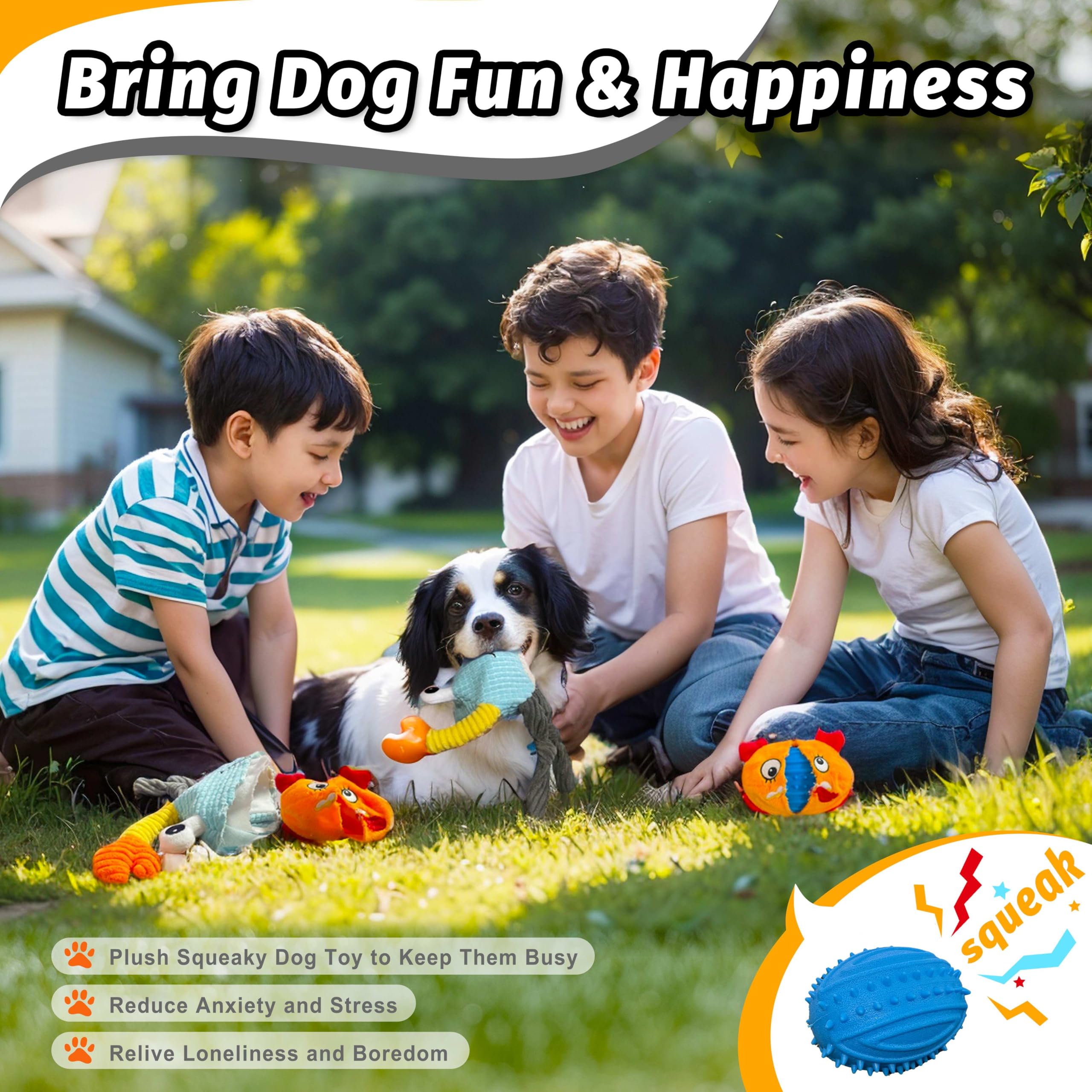 GUKCO Dog Toys for Aggressive Chewers - 3-in-1 Squeaky Interactive Toy, Medium Size, Cotton Material, Crab Color, Model SB-01