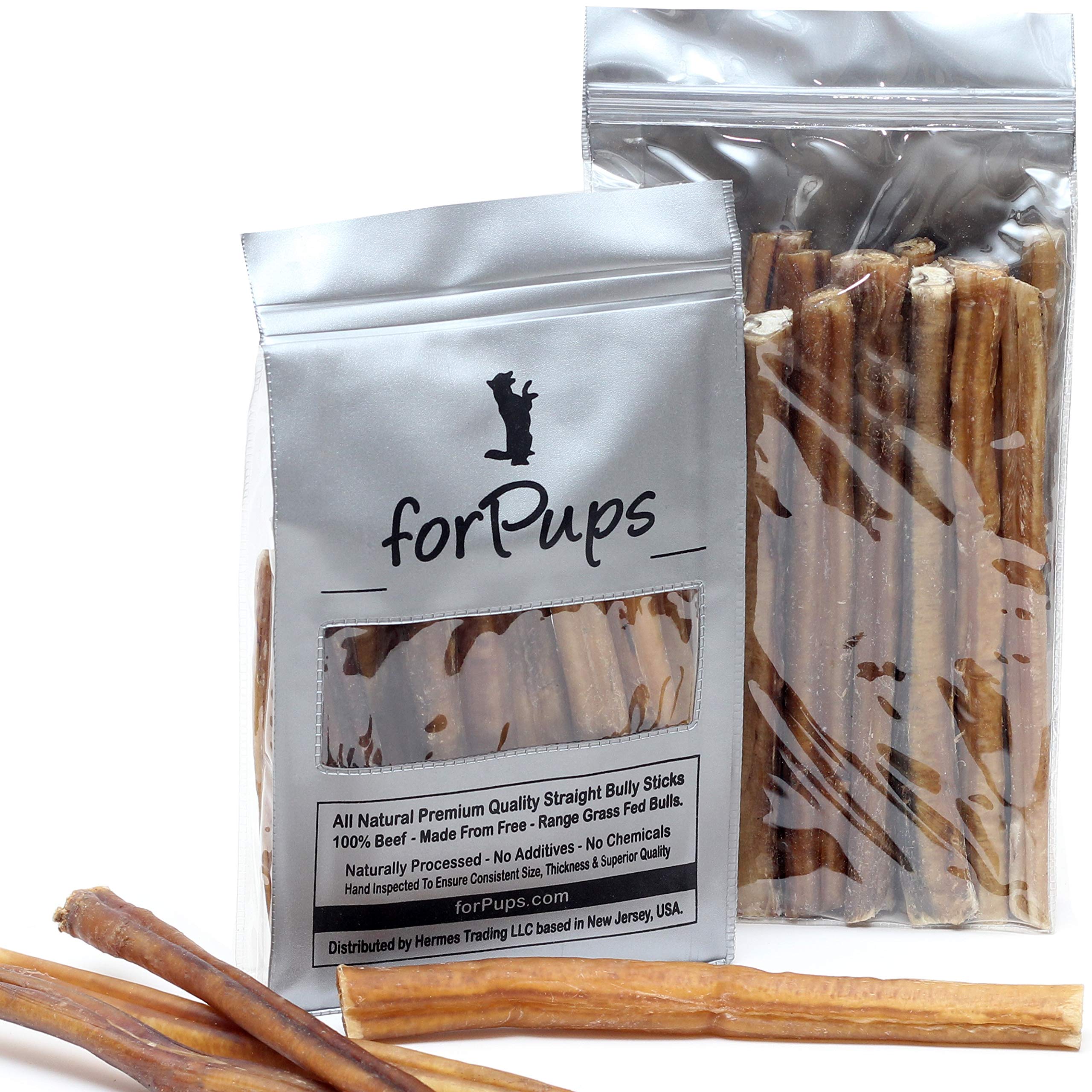 forPups Regular Fully Organic Bully Sticks (Half Pound - 6 Inch) (8 oz) - All Natural, 100% Beef Pizzle Dog Chews, Fully Digesti